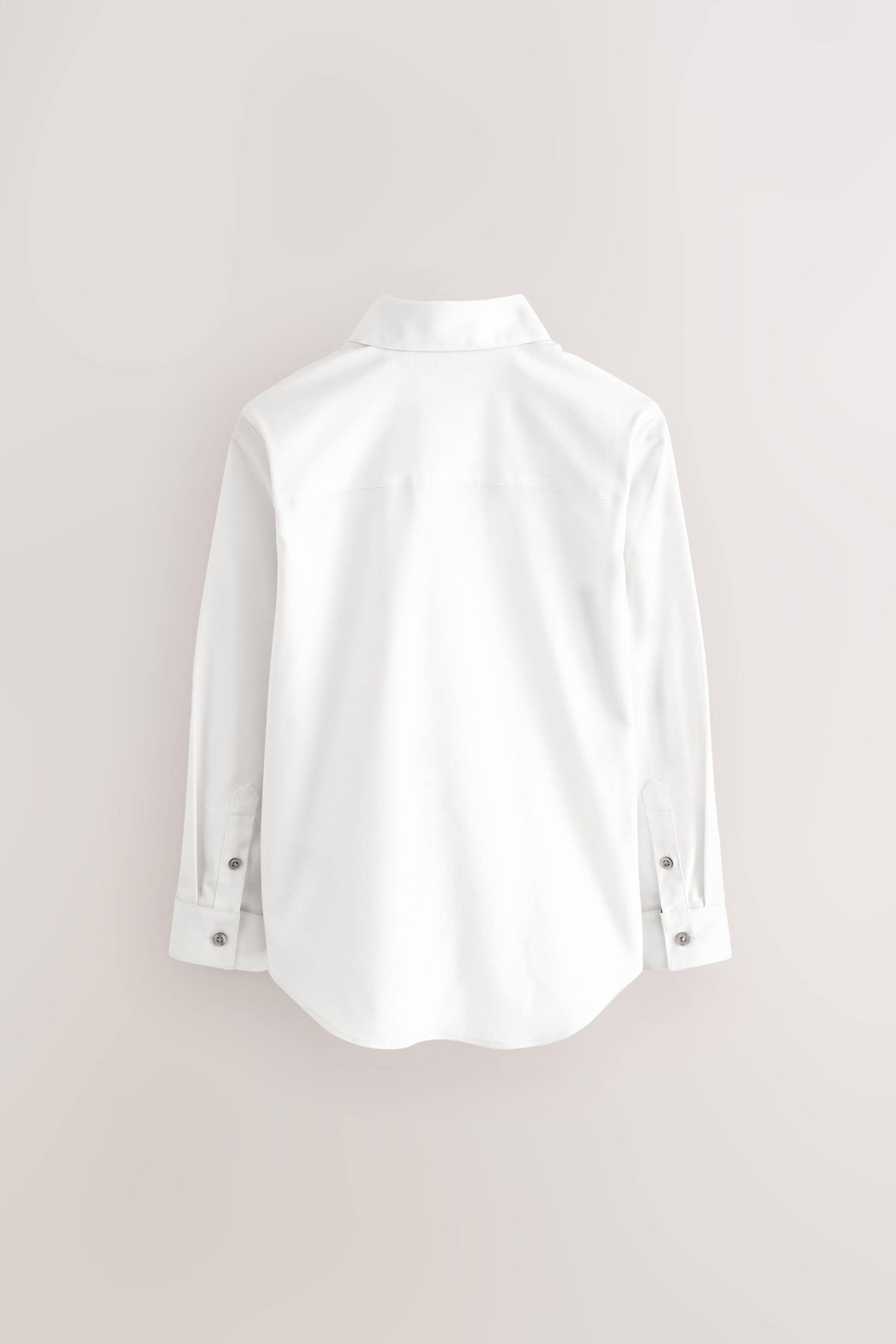 White Long Sleeve Smart Trimmed Shirt (3-16yrs)