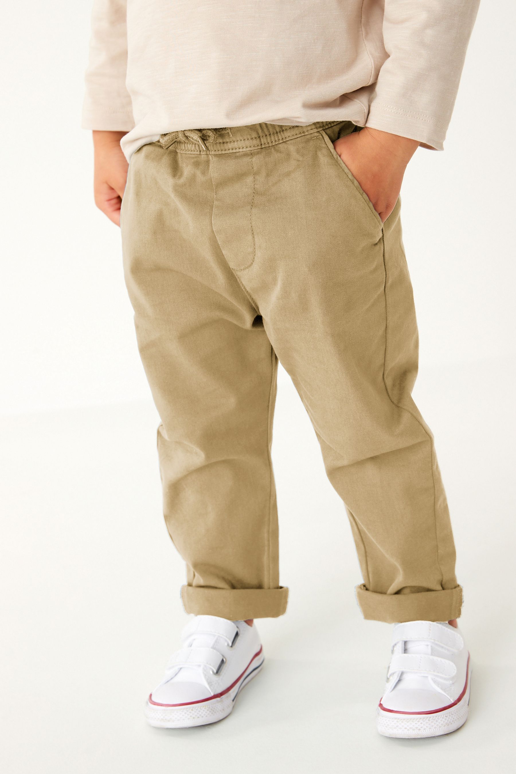 Neutral Tan Loose Fit Pull-On Chino Trousers (3mths-7yrs)