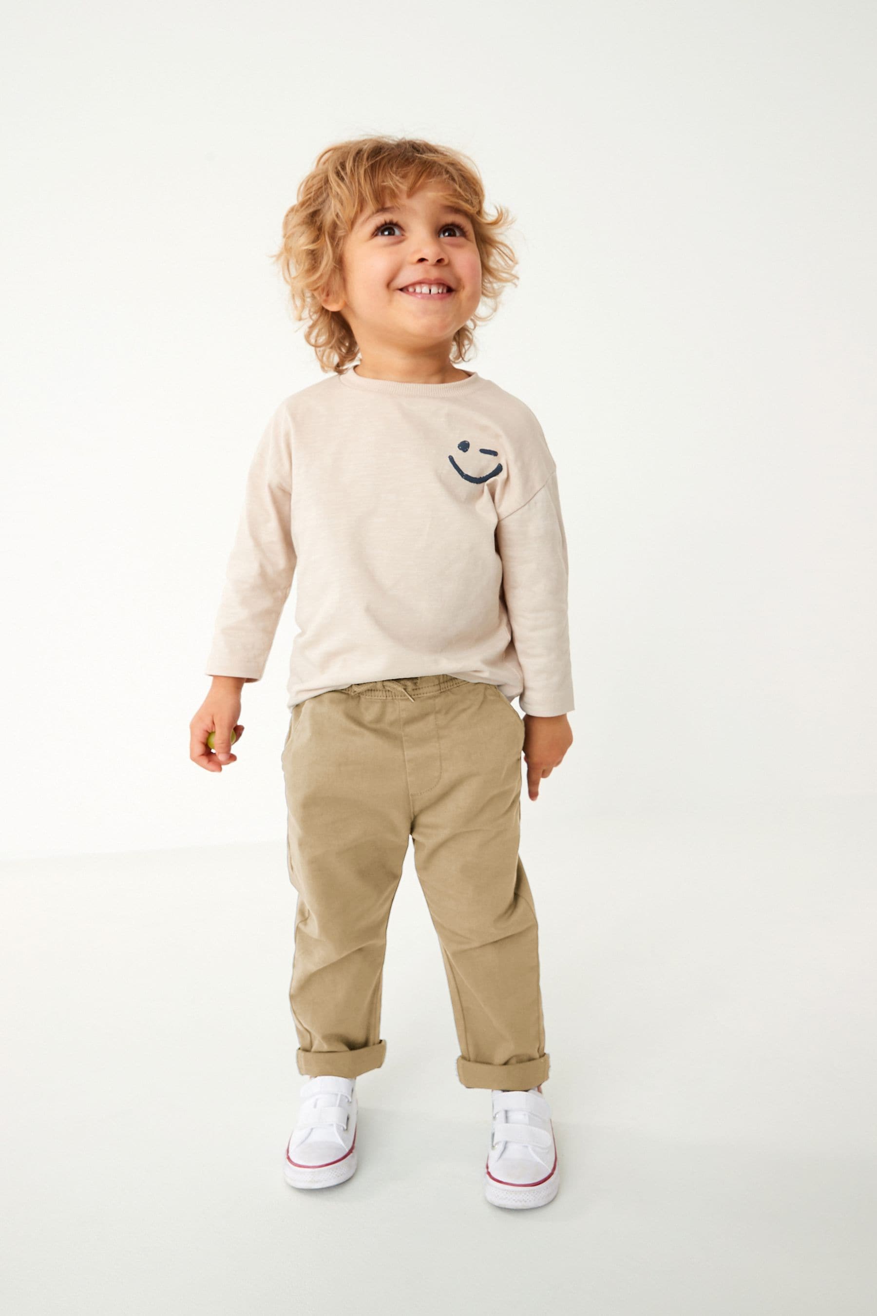 Neutral Tan Loose Fit Pull-On Chino Trousers (3mths-7yrs)