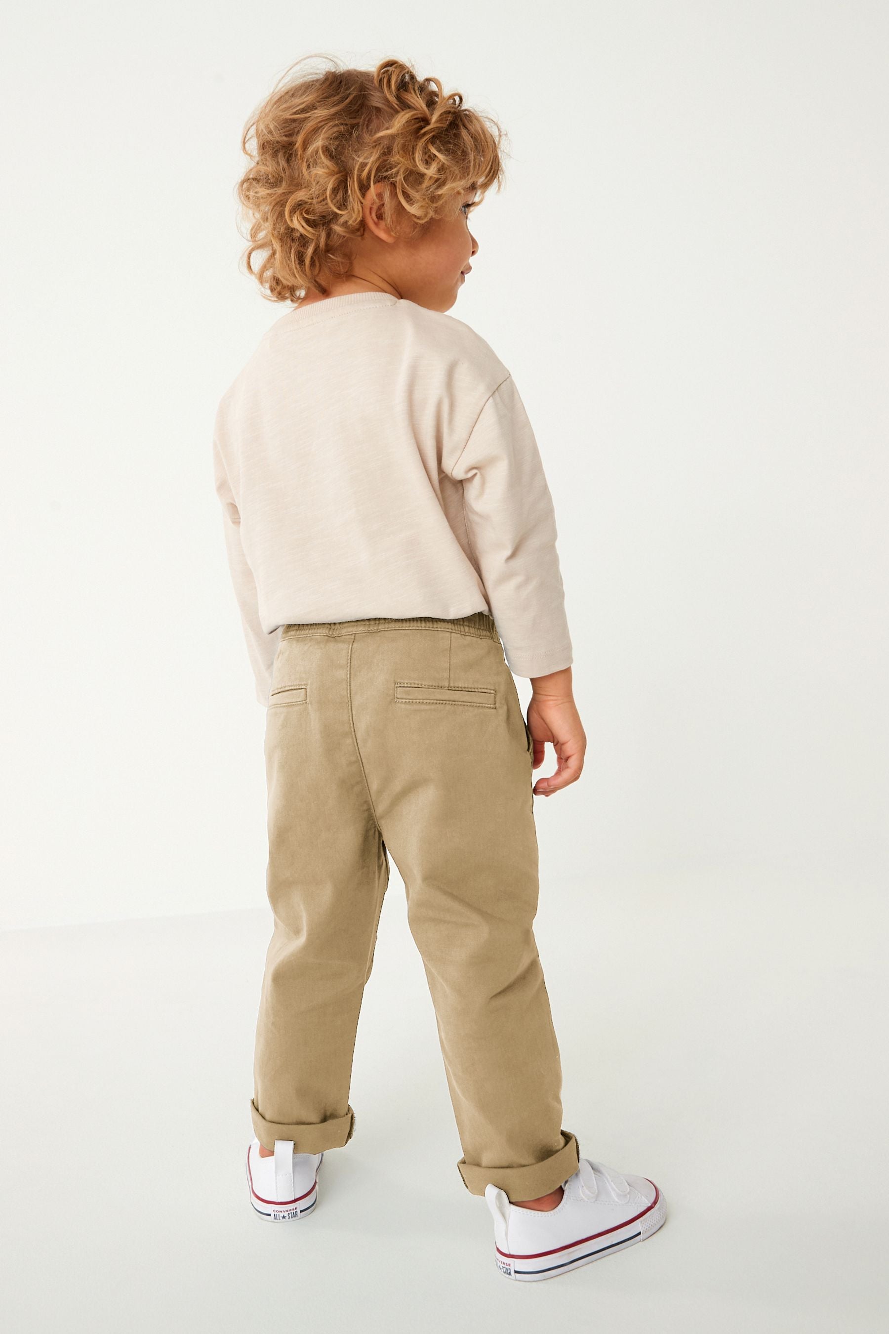 Neutral Tan Loose Fit Pull-On Chino Trousers (3mths-7yrs)