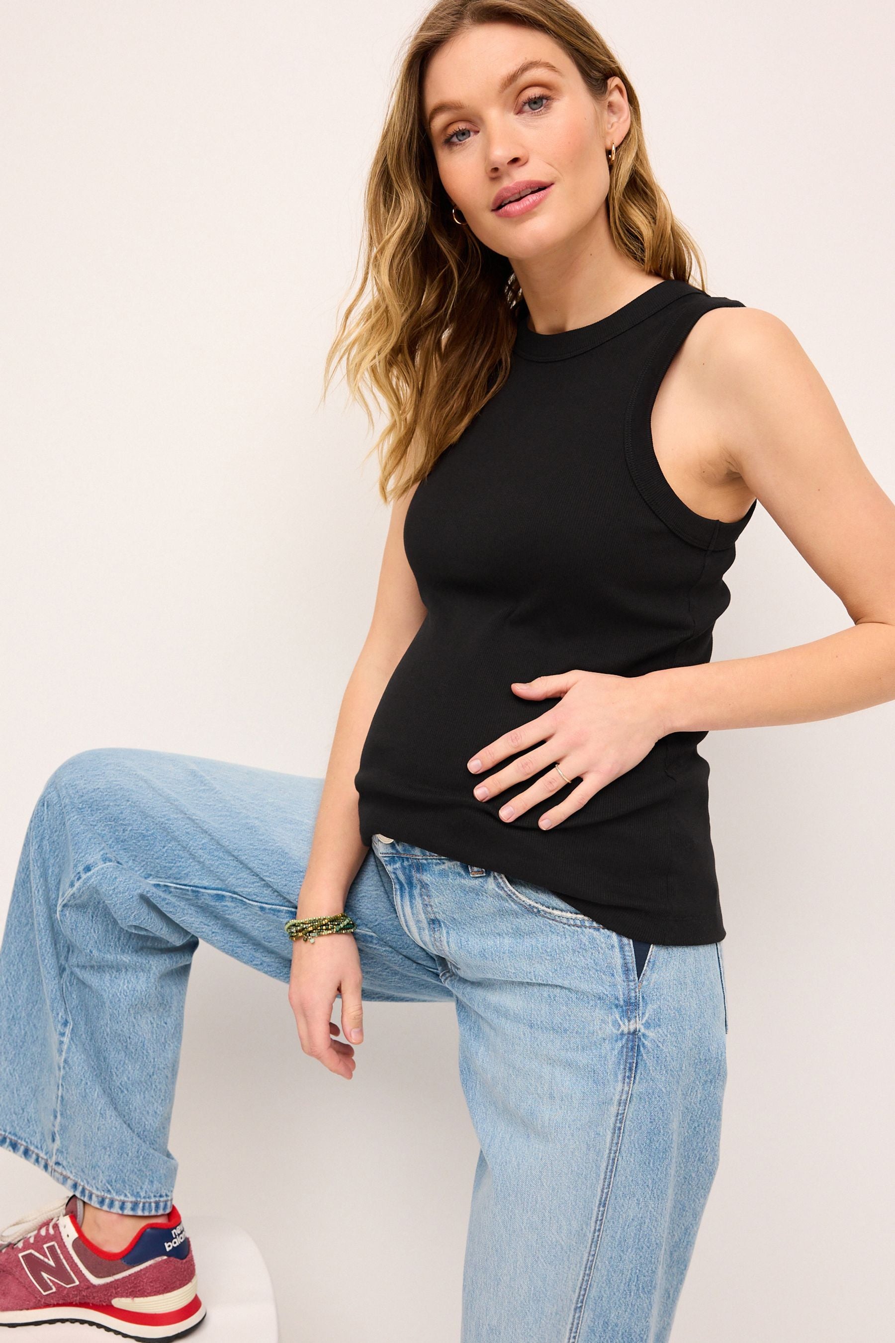 Black Maternity Rib Racer Vest