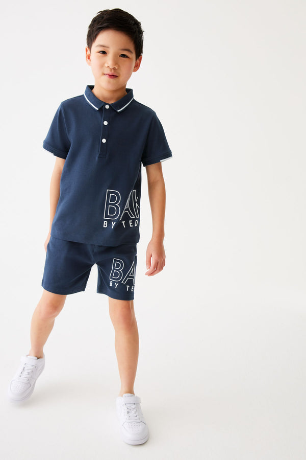 Baker by Ted Baker Navy 100% Cotton Polo Shirt and Short Set