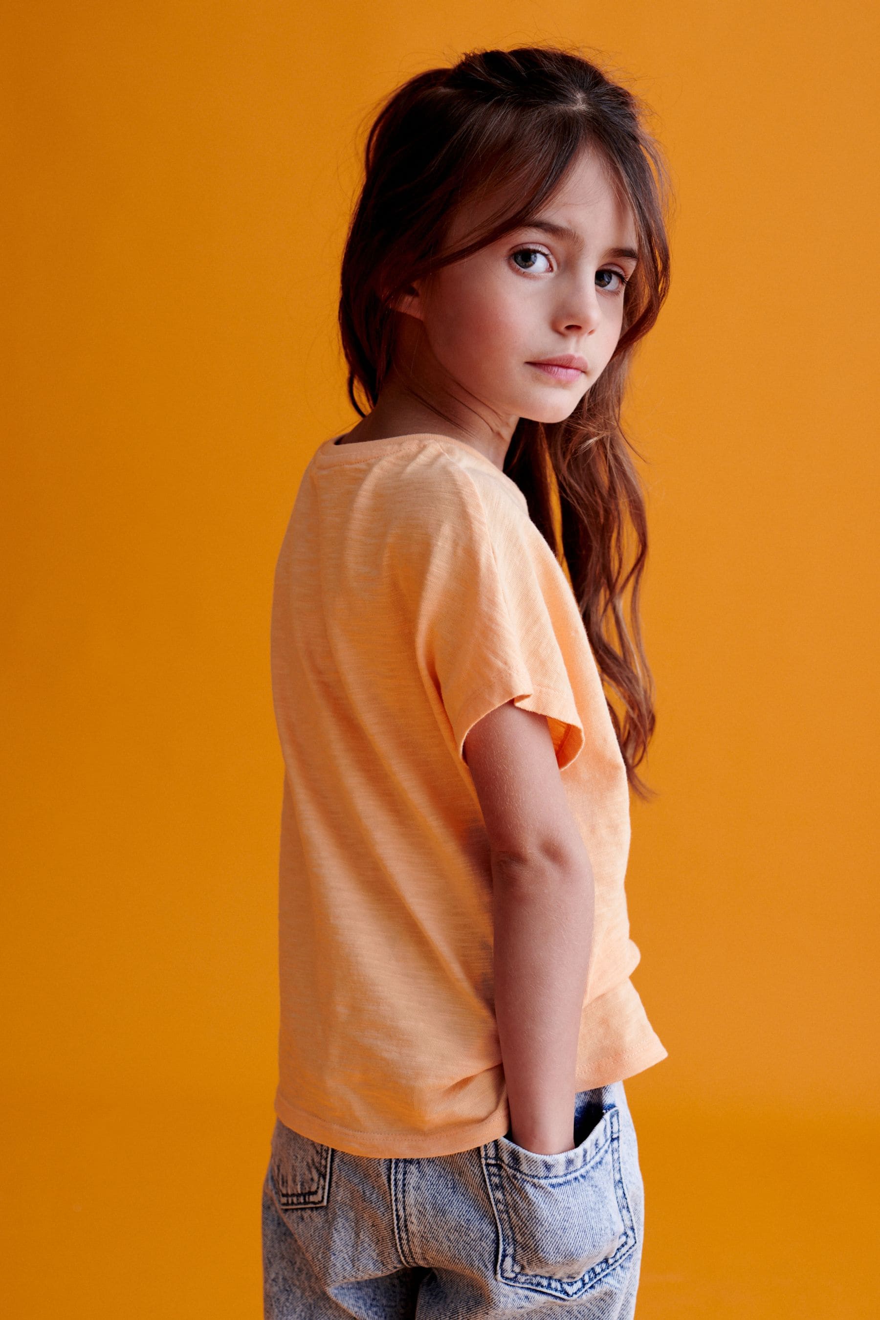 Apricot Orange Heart Sequin T-Shirt (3-16yrs)