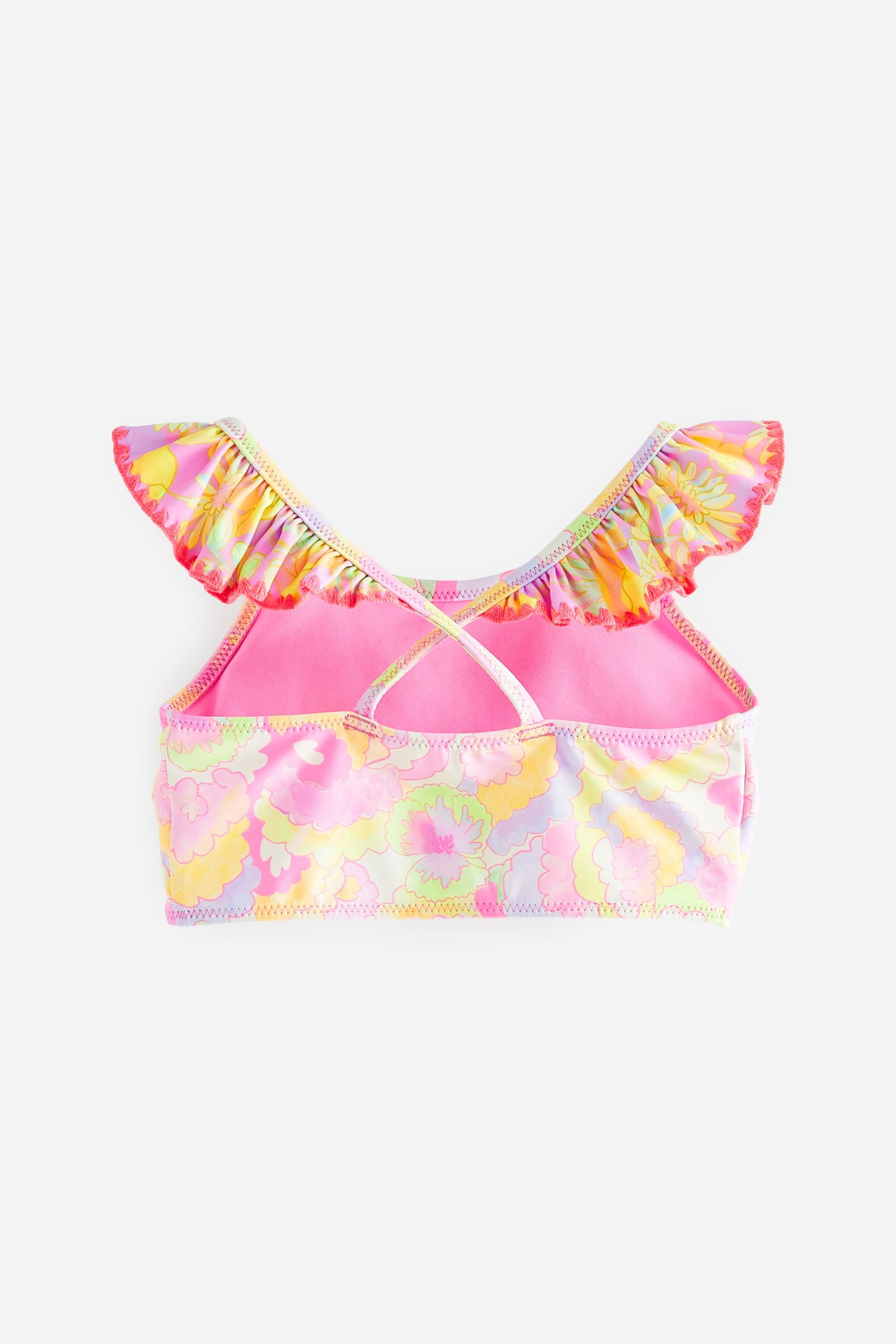 Pink/Green Frill Sleeve Bikini (3-16yrs)