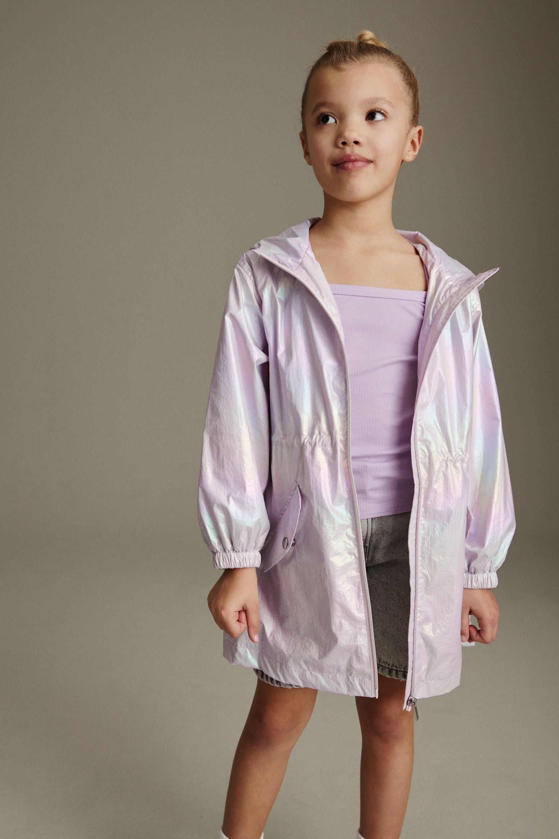 Metallic Shower Resistant Rainbow Foil Cagoule Jacket (3-16yrs)