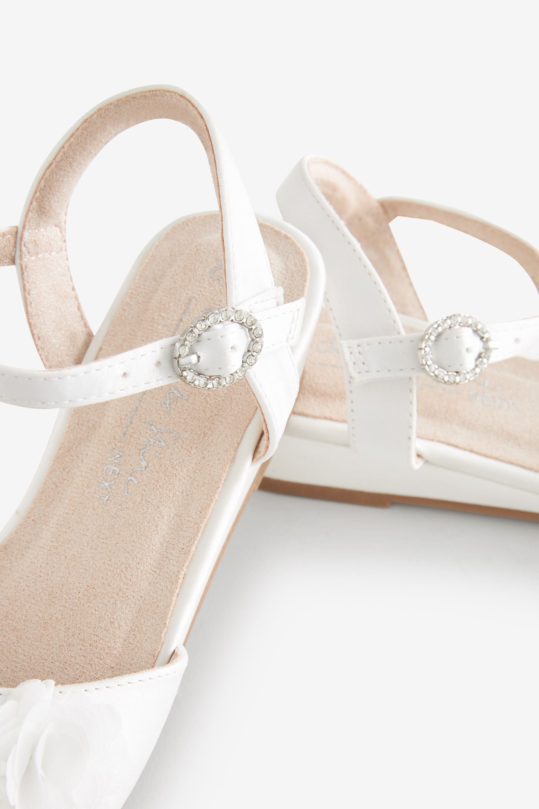 White Wedge Occasion Corsage Flower Sandals