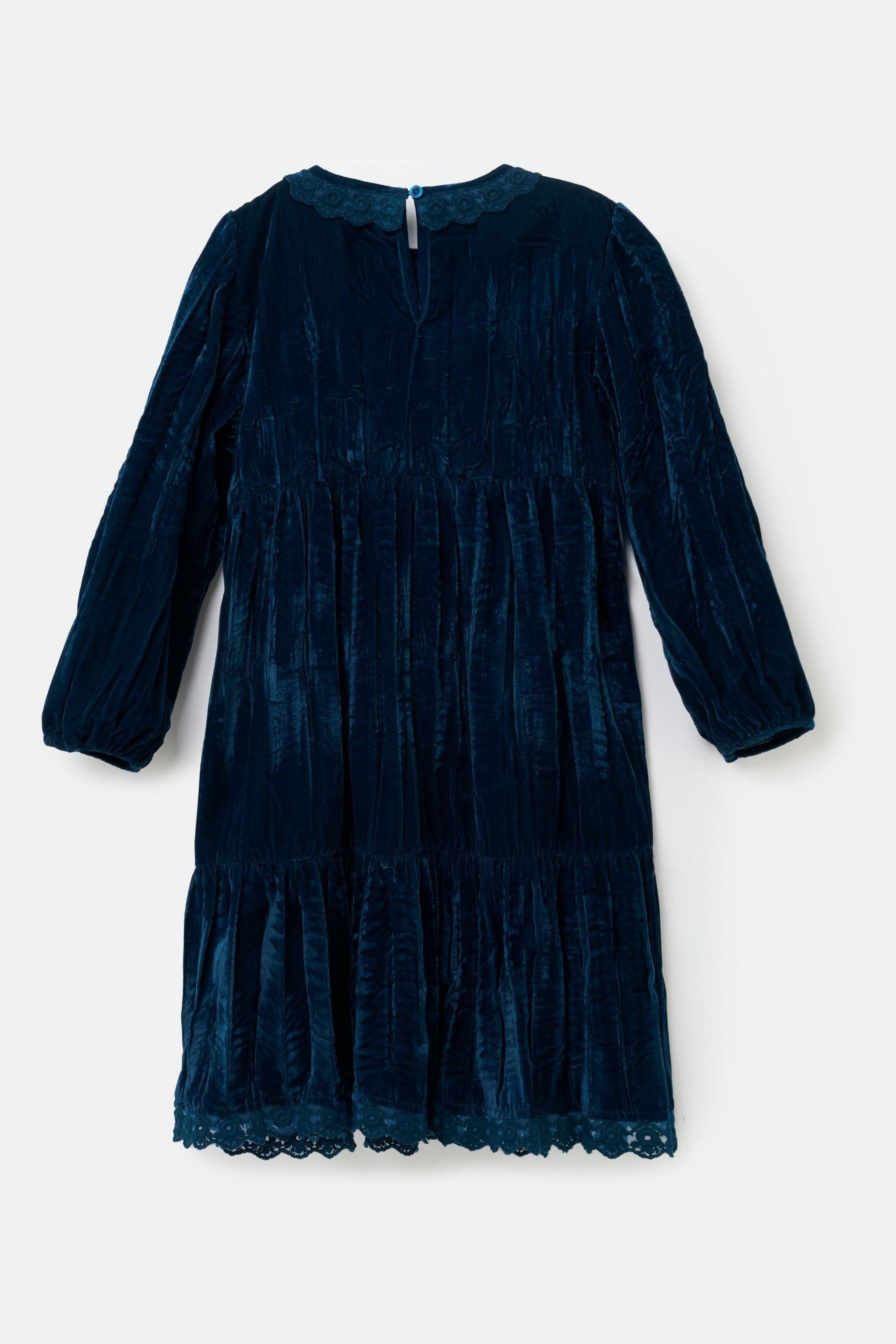 Angel & Rocket Blue Mia Crushed Velvet Lace Collar Dress