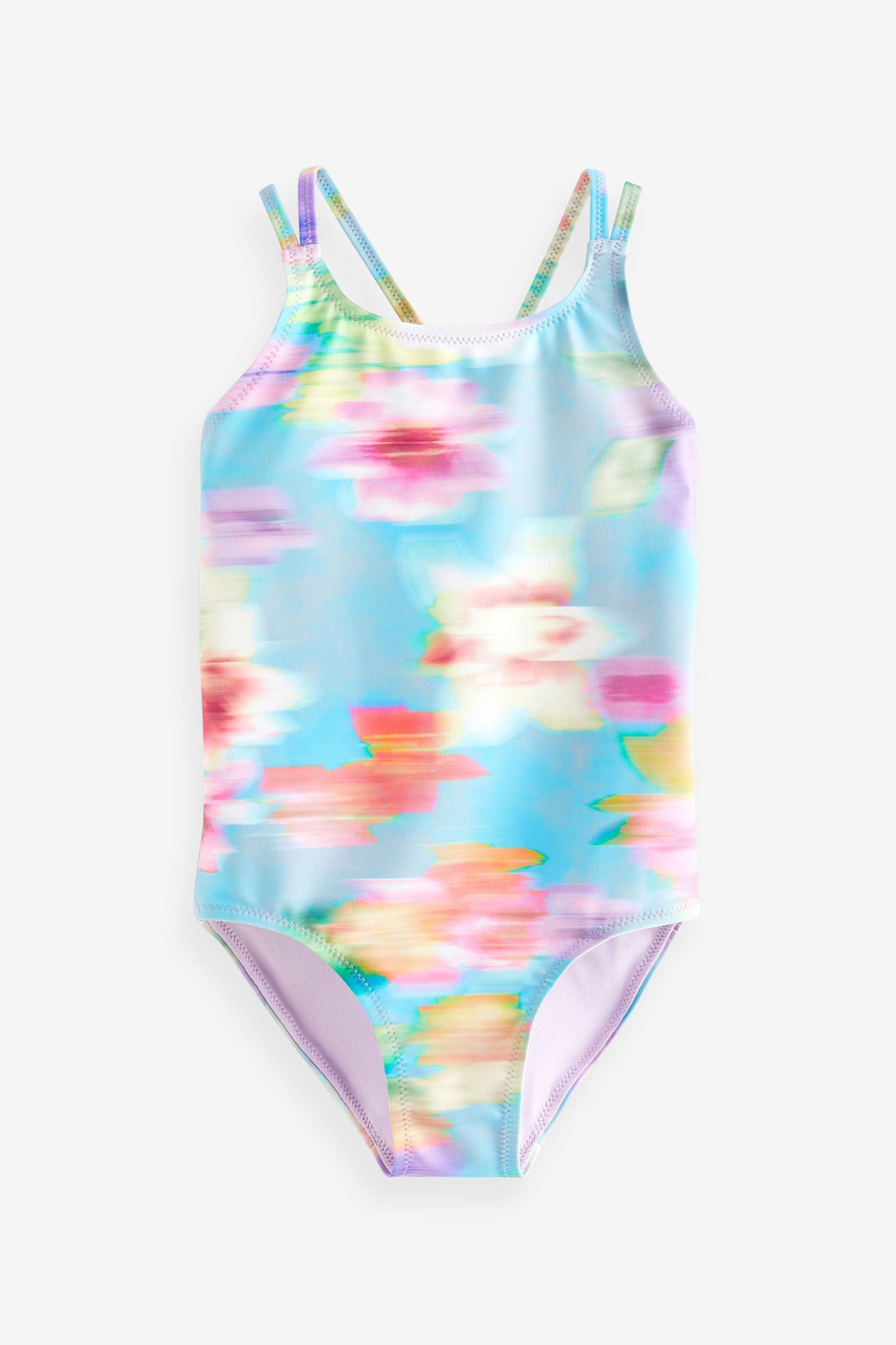 Blue Blurred Floral Swimsuit (3-16yrs)