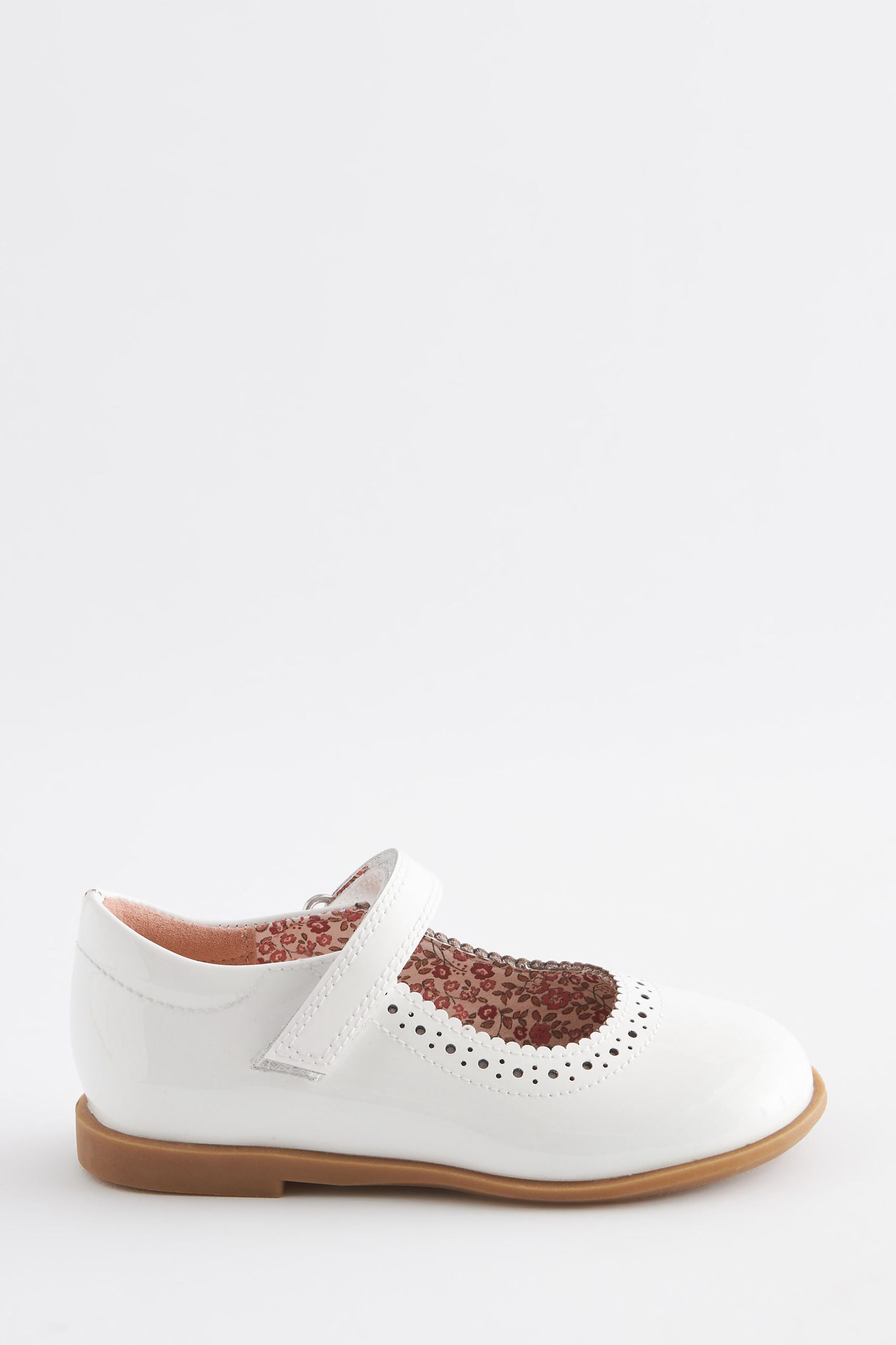 White Patent Leather Standard Fit (F) Brogue Mary Jane Shoes