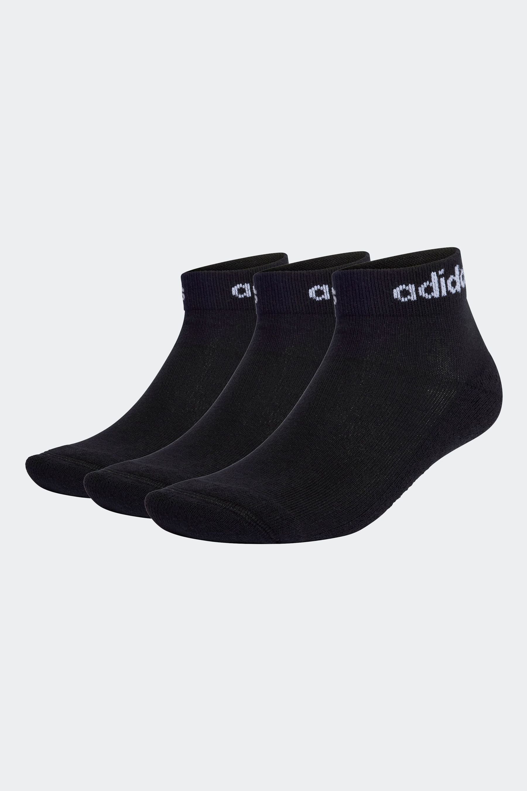 adidas Black Think Linear Ankle Socks 3 Pack