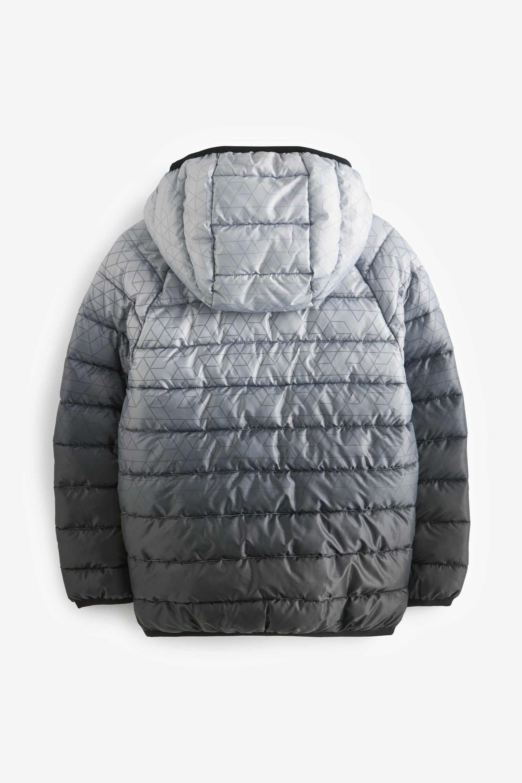 Black/Grey Quilted Midweight Hooded Jacket (3-17yrs)