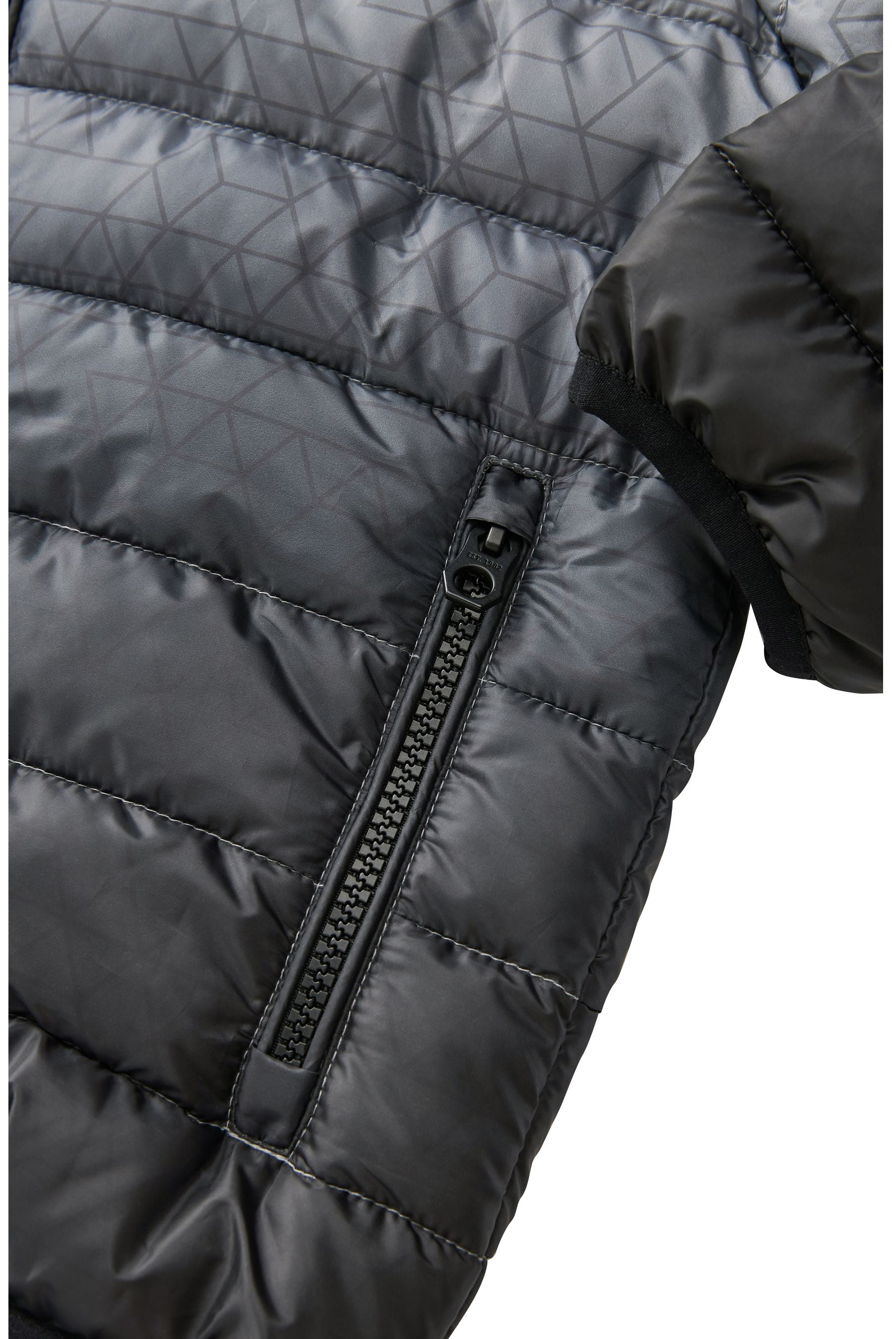 Black/Grey Quilted Midweight Hooded Jacket (3-17yrs)