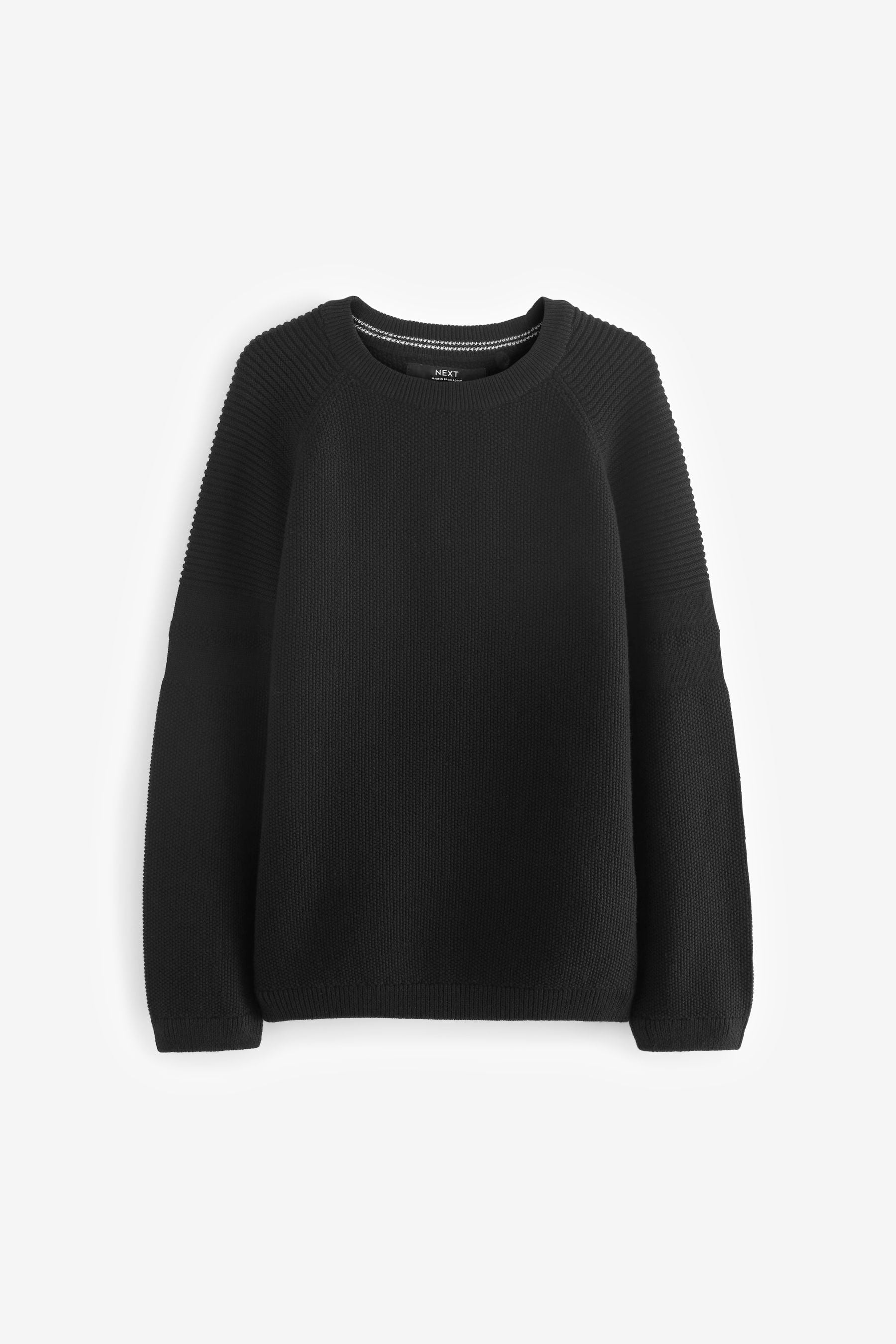 Black Without Stag Textured Crew Jumper (3-16yrs)