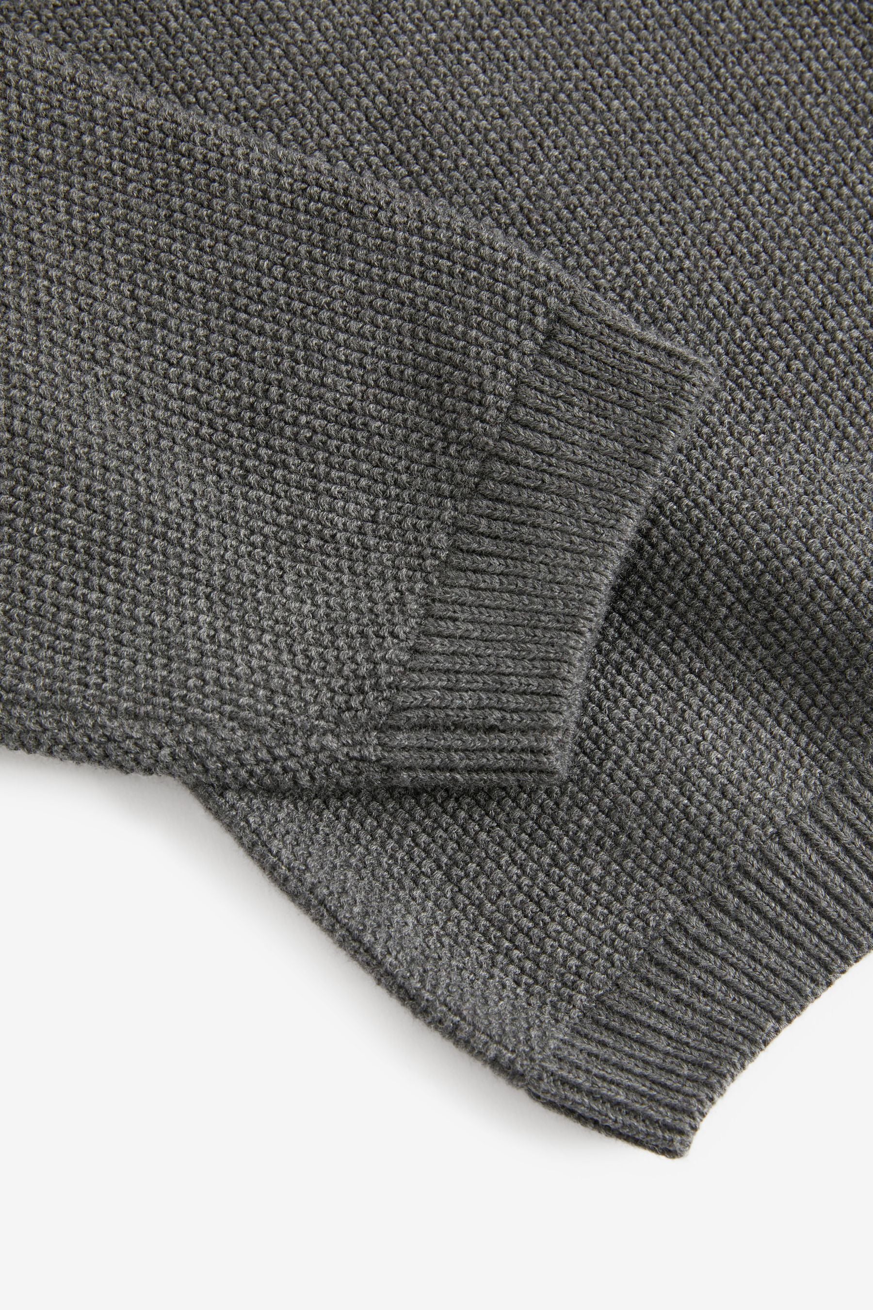 Charcoal Grey Without Stag Textured Crew Jumper (3-16yrs)