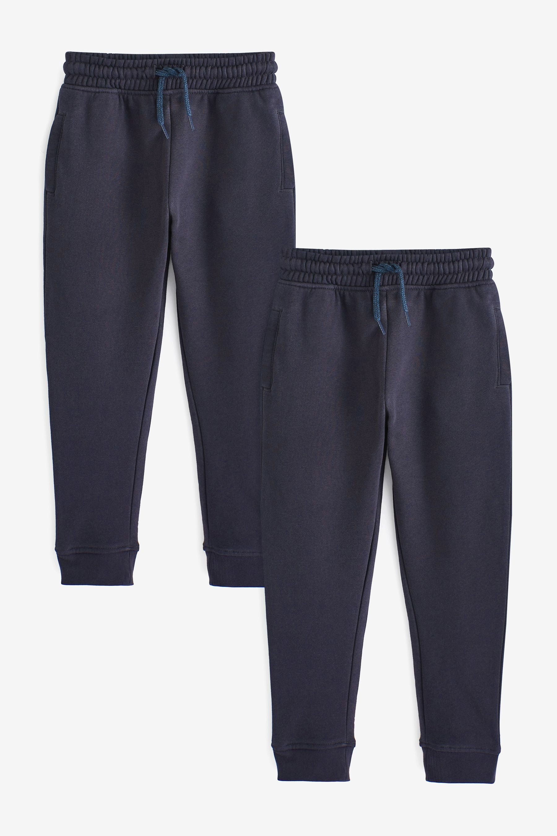 Navy Blue Slim Fit 100% Cotton Rich Joggers 2 Pack (3-16yrs)