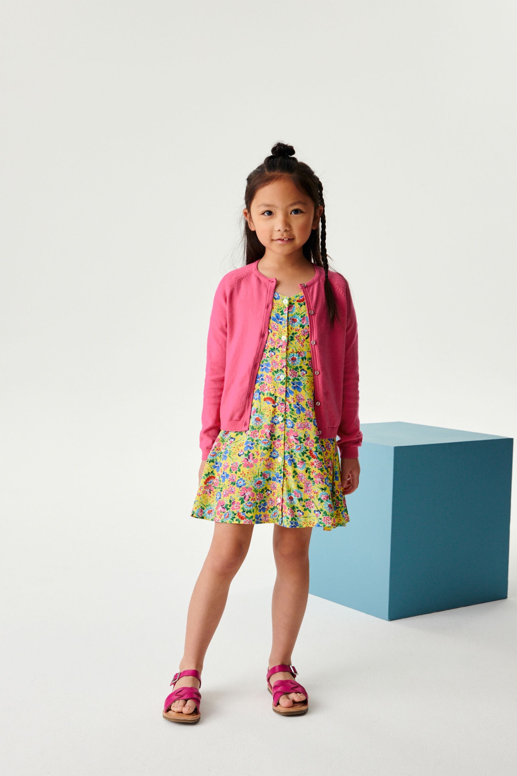 Bright Pink Button-Up Cardigan (3-16yrs)