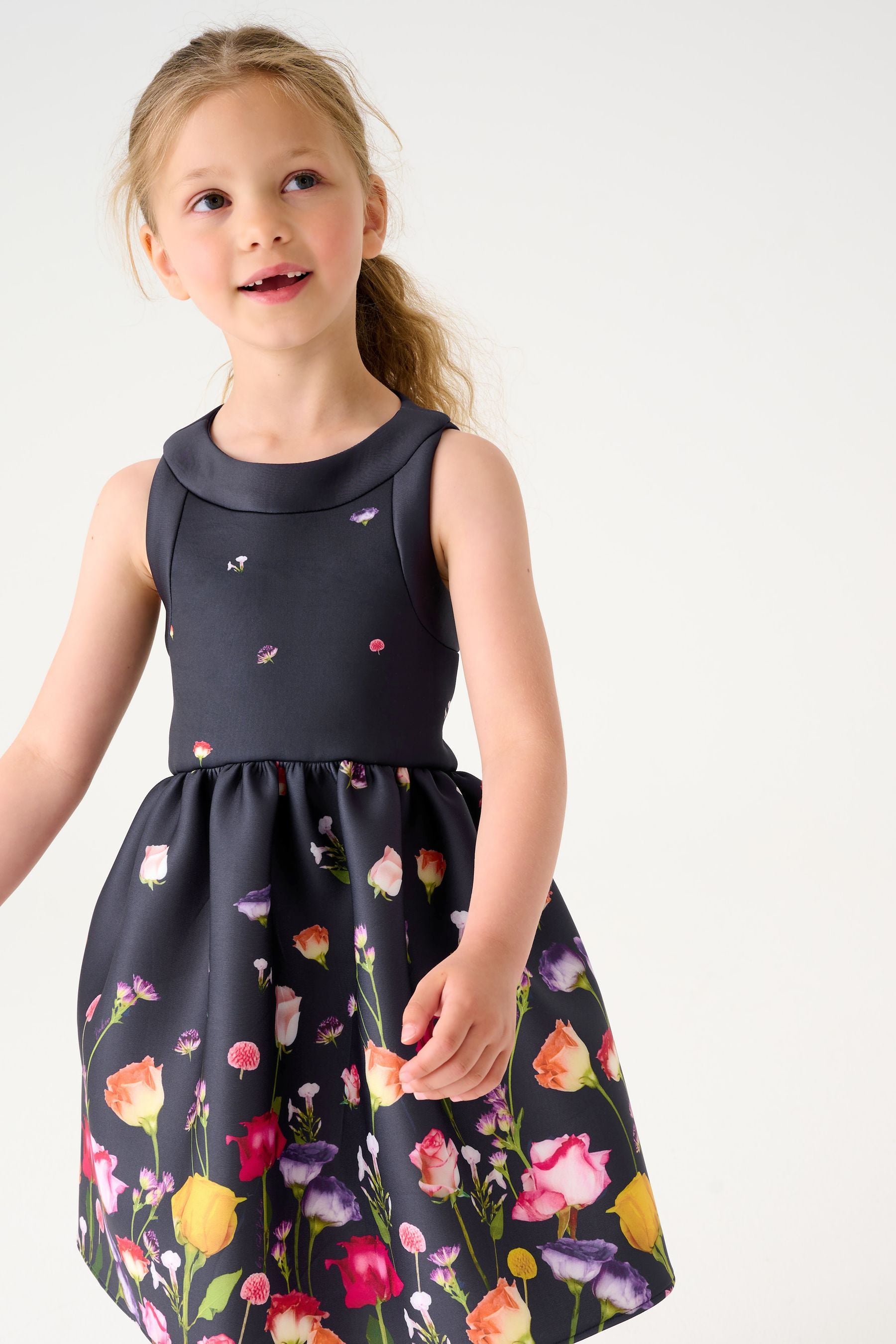 Baker by Ted Baker Navy Blue Floral Scuba Dress