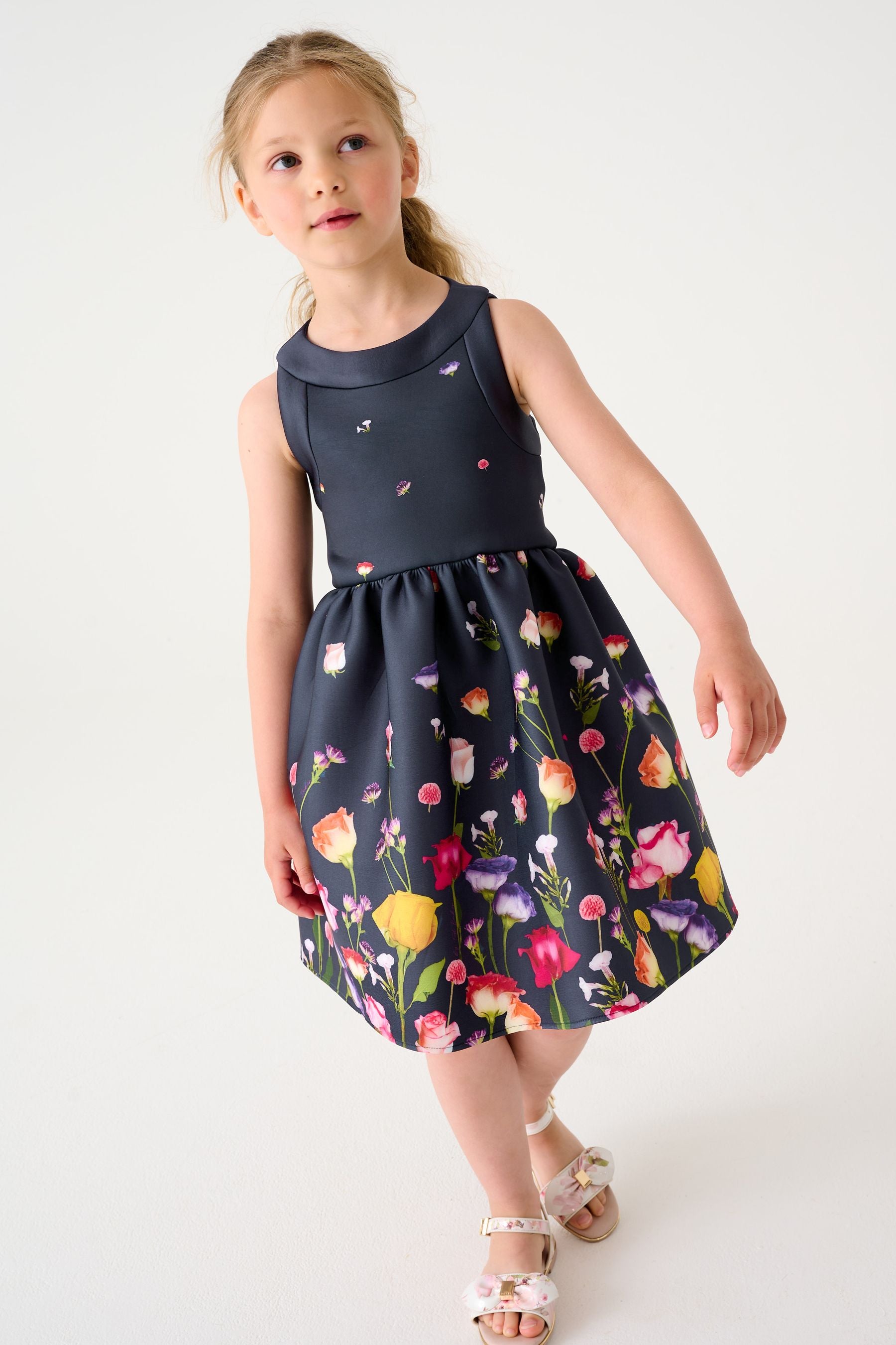 Baker by Ted Baker Navy Blue Floral Scuba Dress