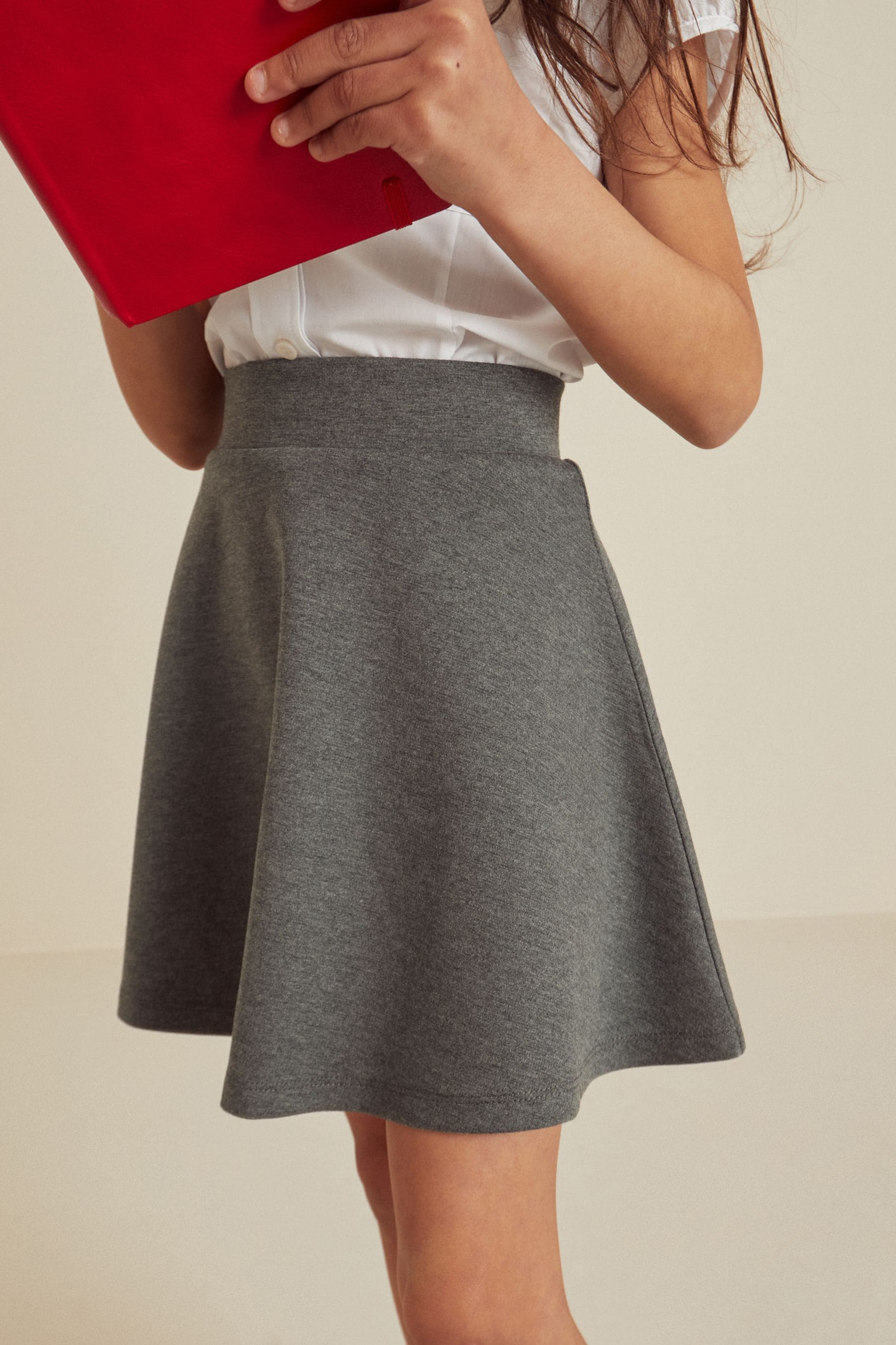 Grey Pull-On School Skort with Jersey Stretch (3-17yrs)