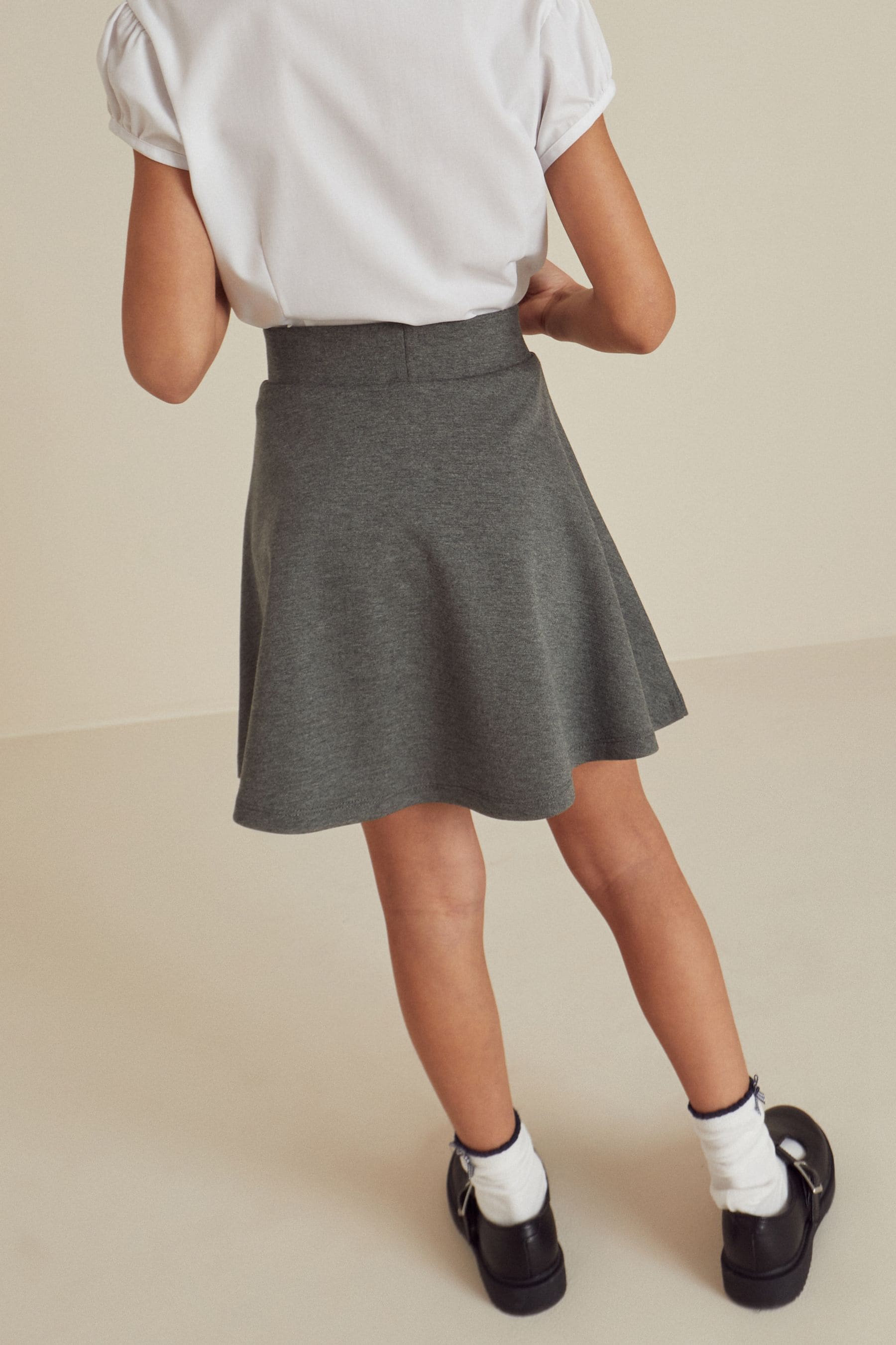 Grey Pull-On School Skort with Jersey Stretch (3-17yrs)