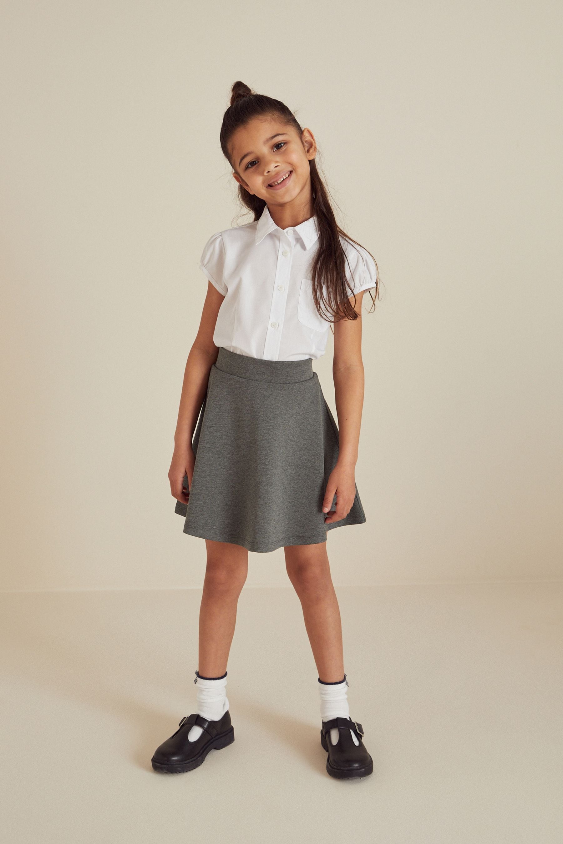 Grey Pull-On School Skort with Jersey Stretch (3-17yrs)