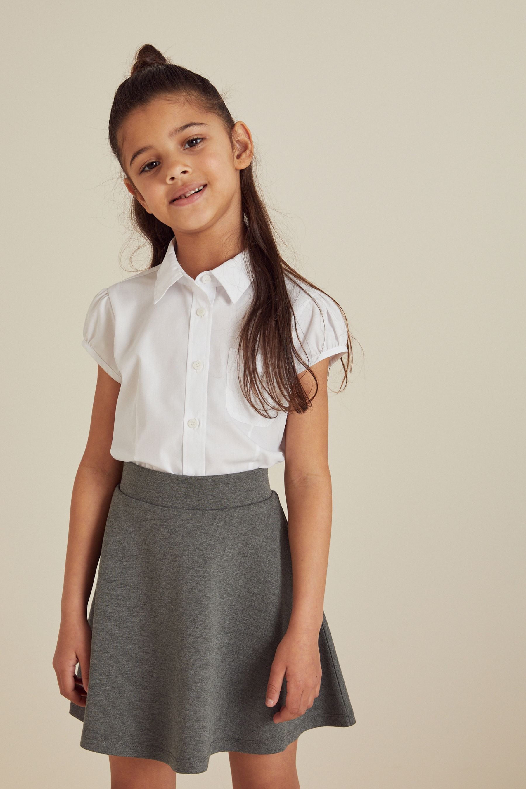 Grey Pull-On School Skort with Jersey Stretch (3-17yrs)