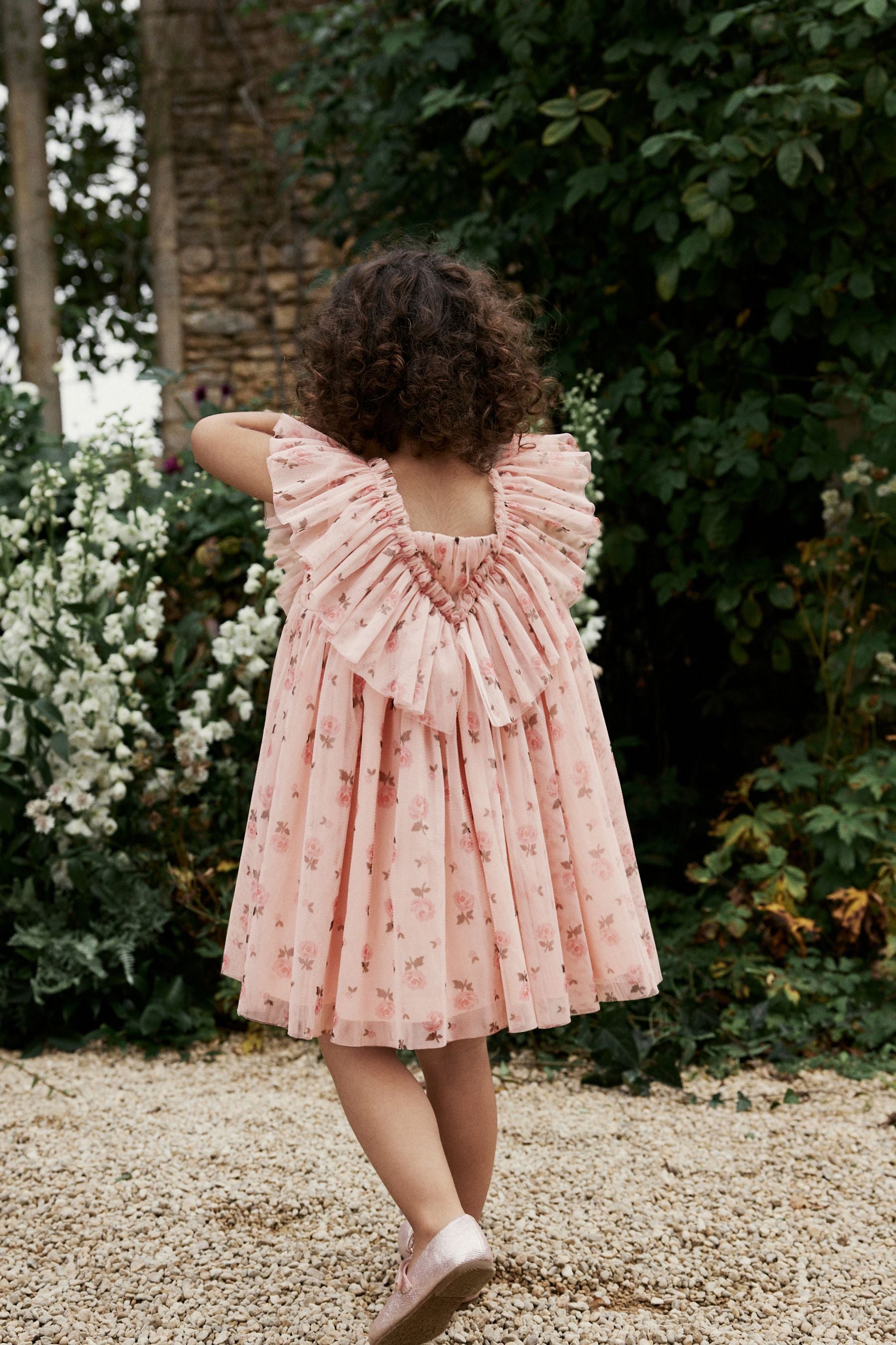 Pink Ditsy Ruffle Mesh Dress (3mths-10yrs)