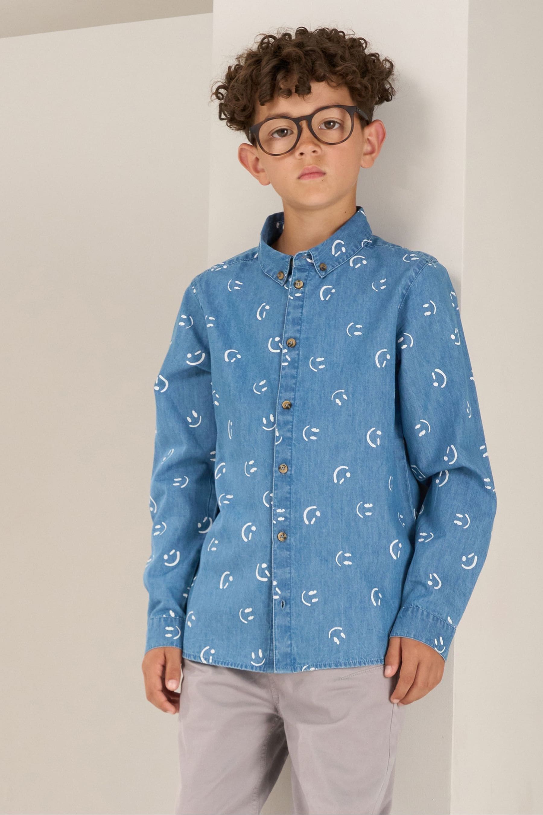 Angel & Rocket Blue Walker Smile Print Shirt