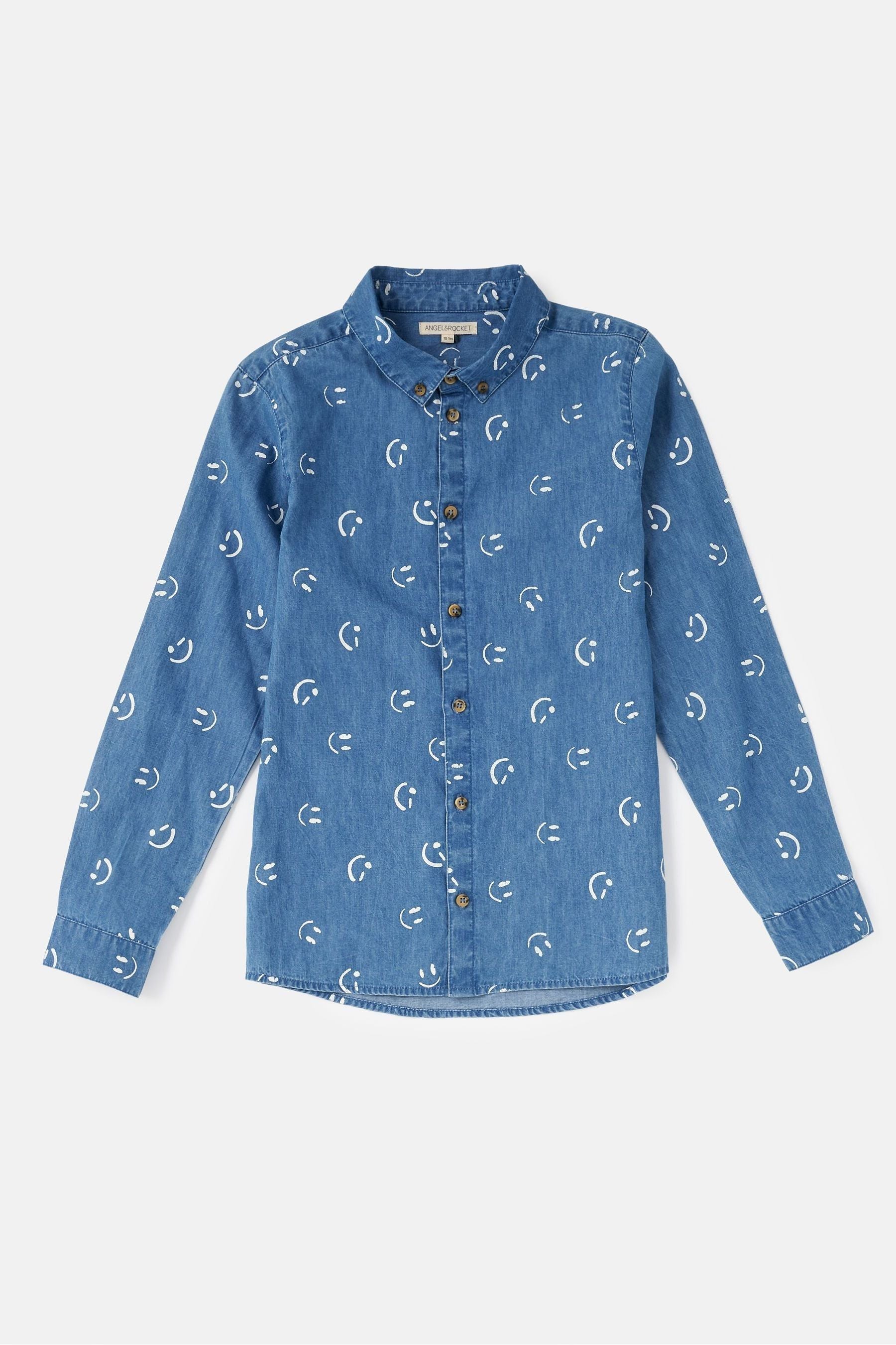 Angel & Rocket Blue Walker Smile Print Shirt