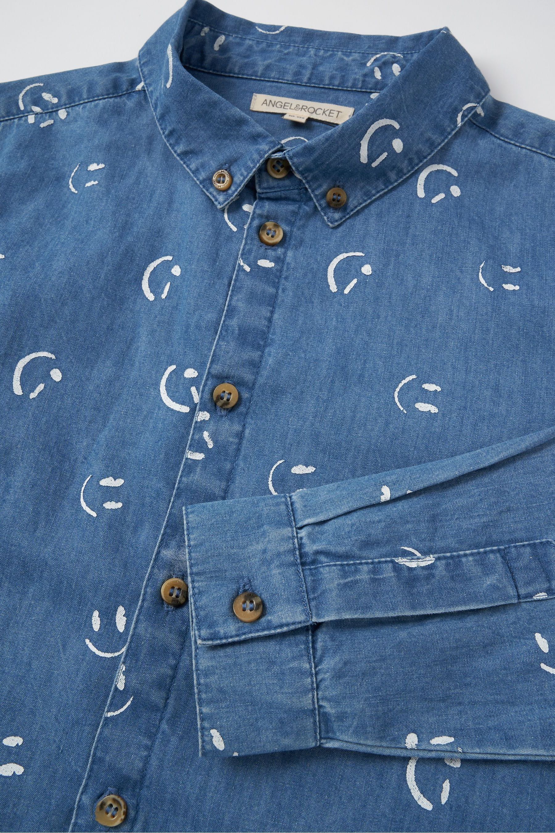 Angel & Rocket Blue Walker Smile Print Shirt