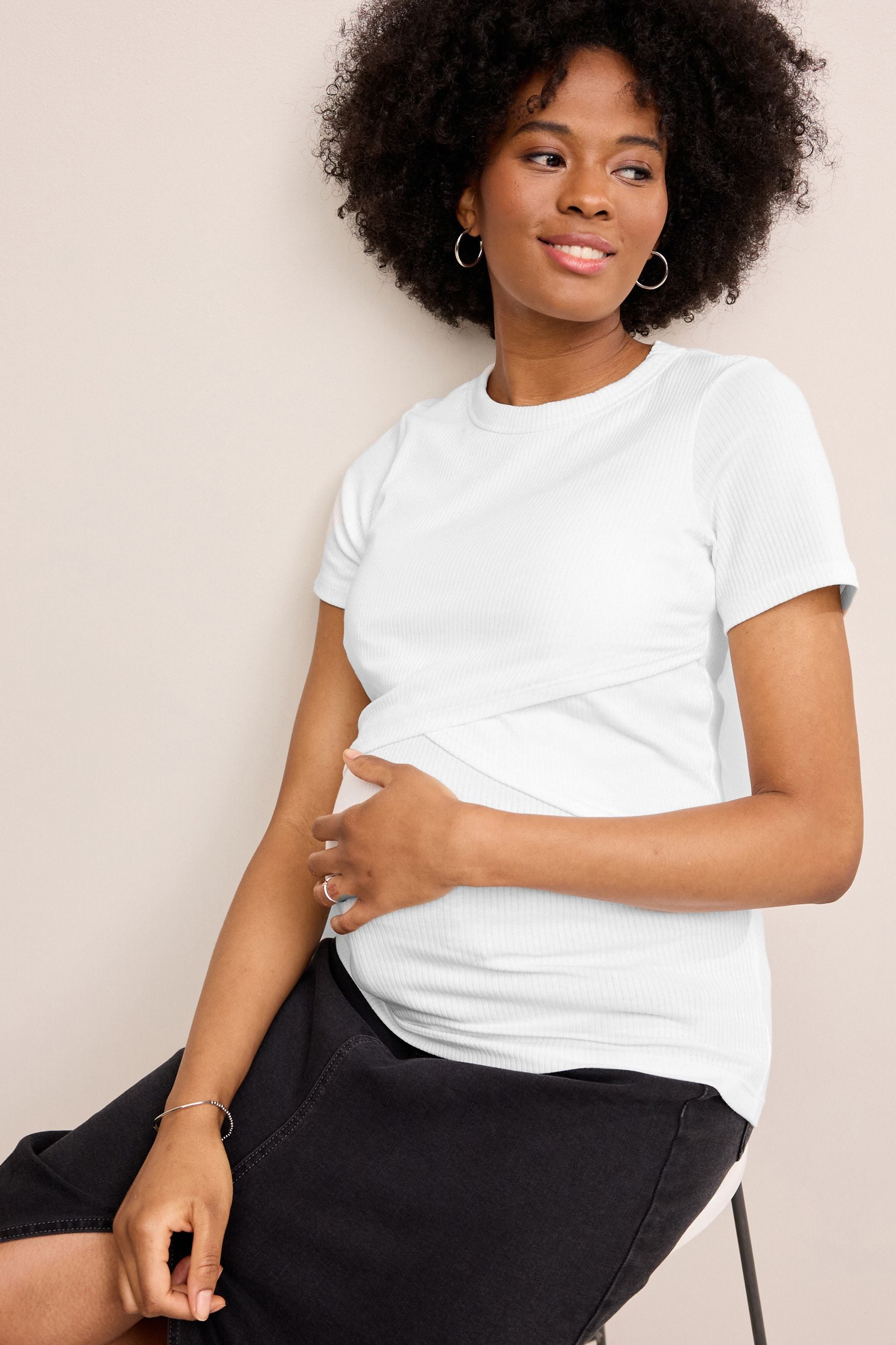 White Maternity Nursing T-Shirt