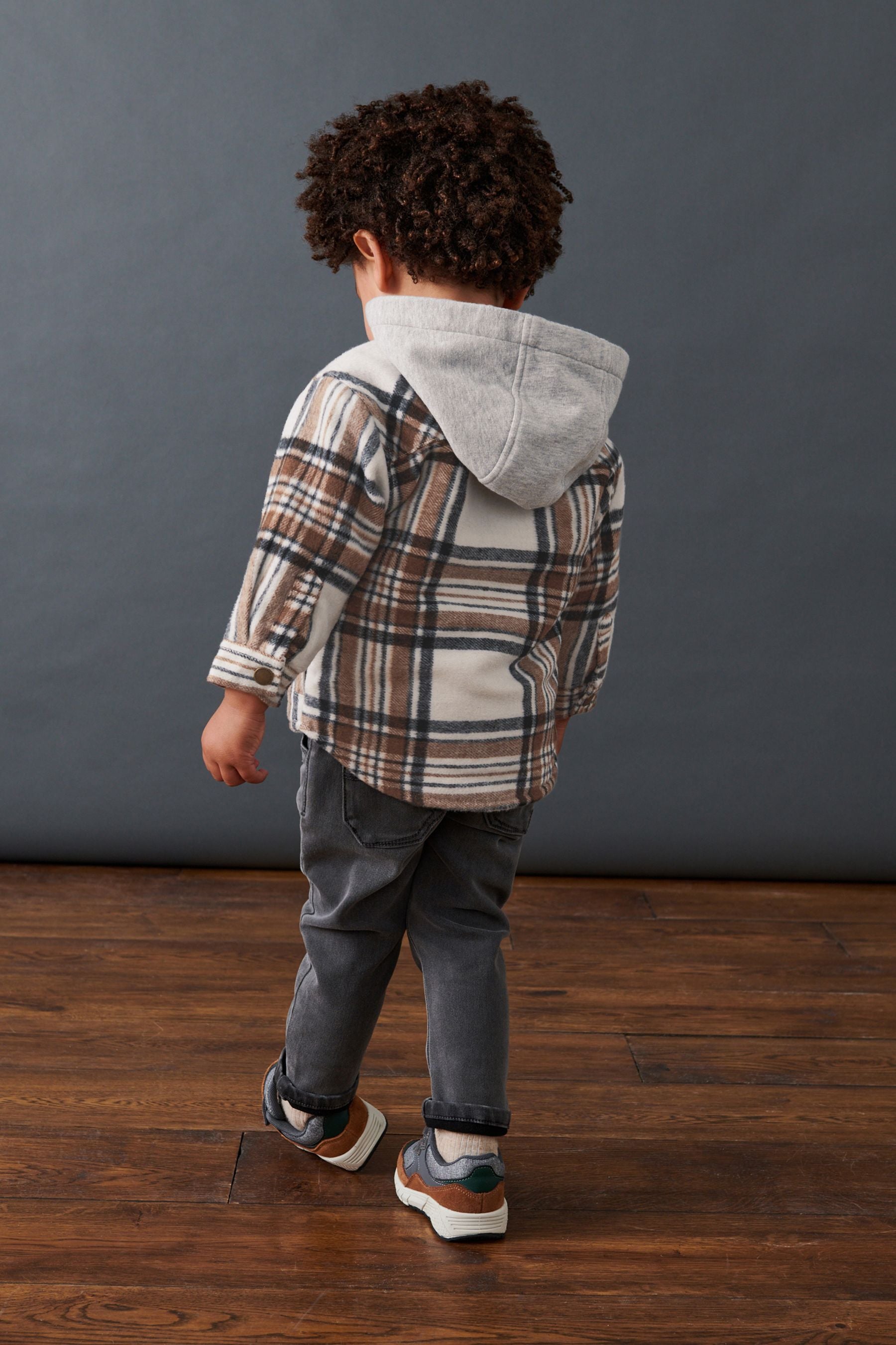 Grey Check Hooded Shacket (3mths-7yrs)