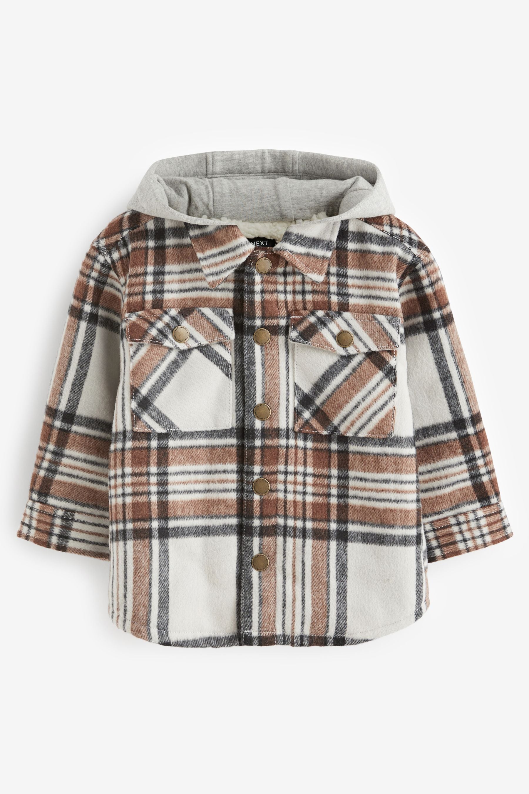 Grey Check Hooded Shacket (3mths-7yrs)