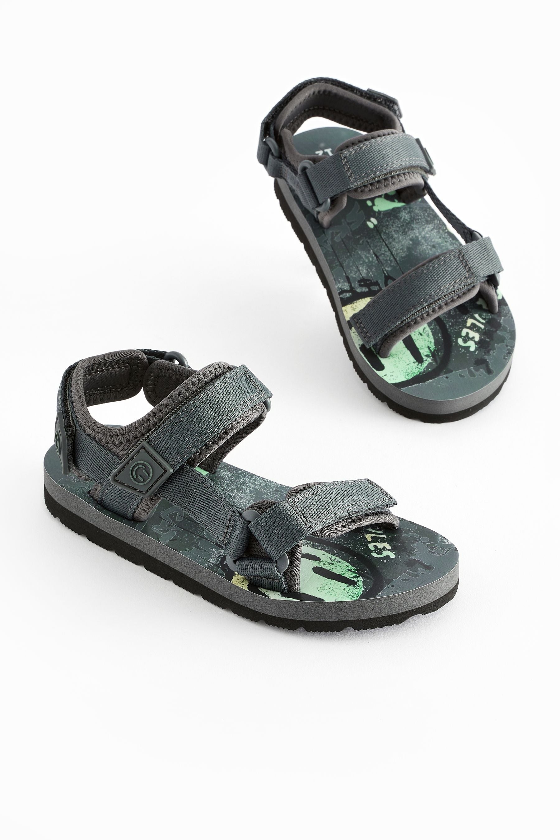 Grey Graffiti Trekker Sandals