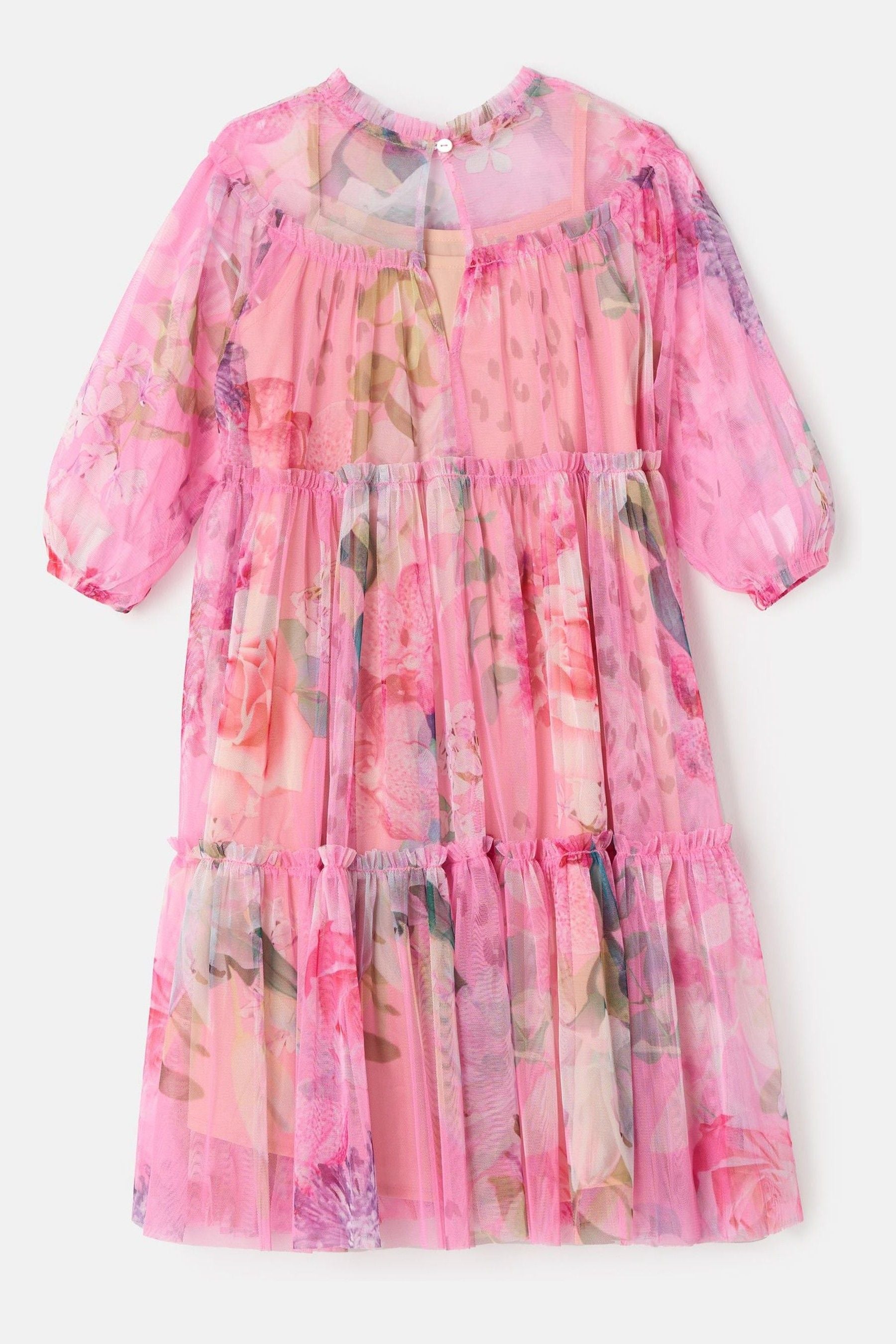 Angel & Rocket Pink Floral Eleanor Print Mesh Dress