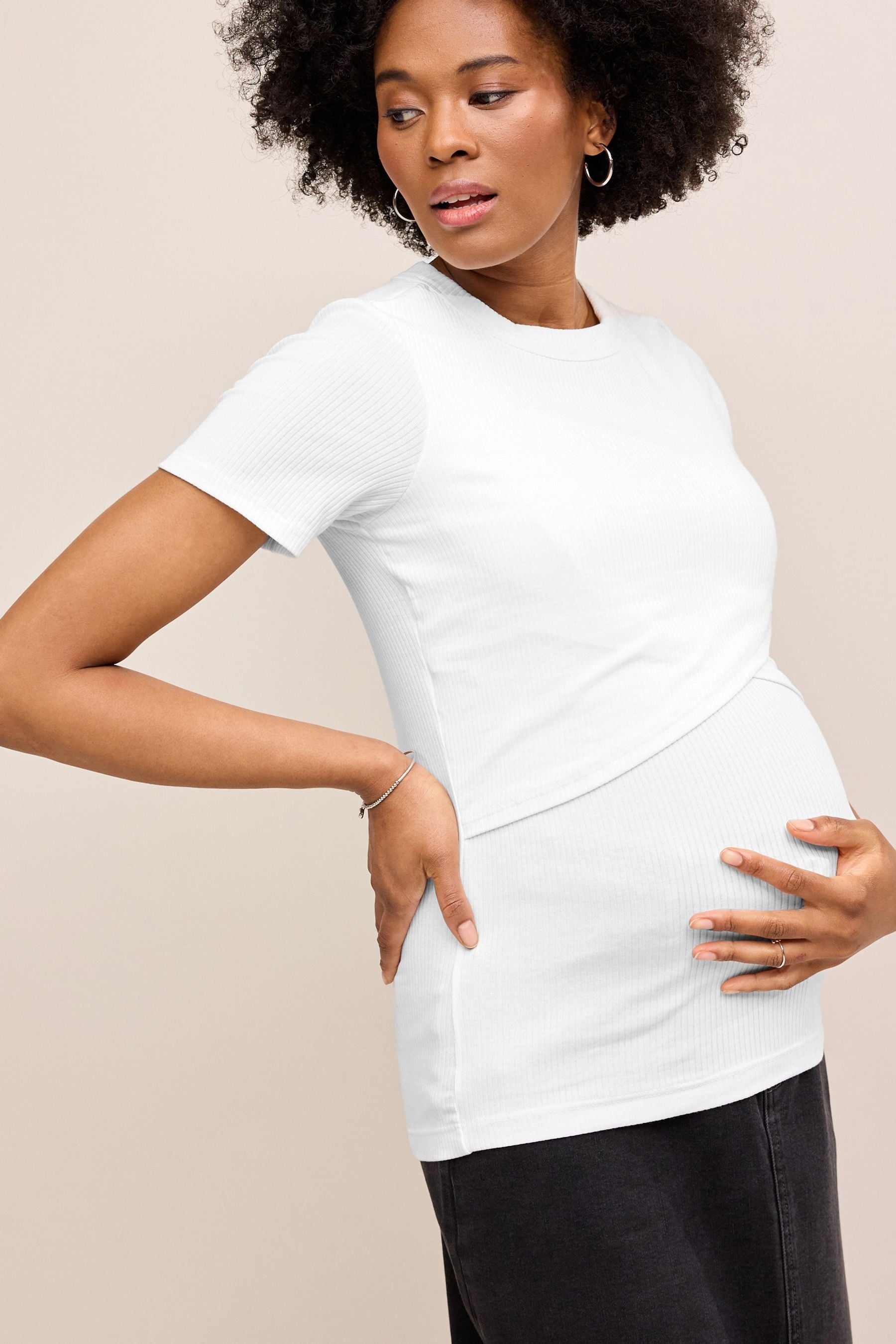 White Maternity Nursing T-Shirt