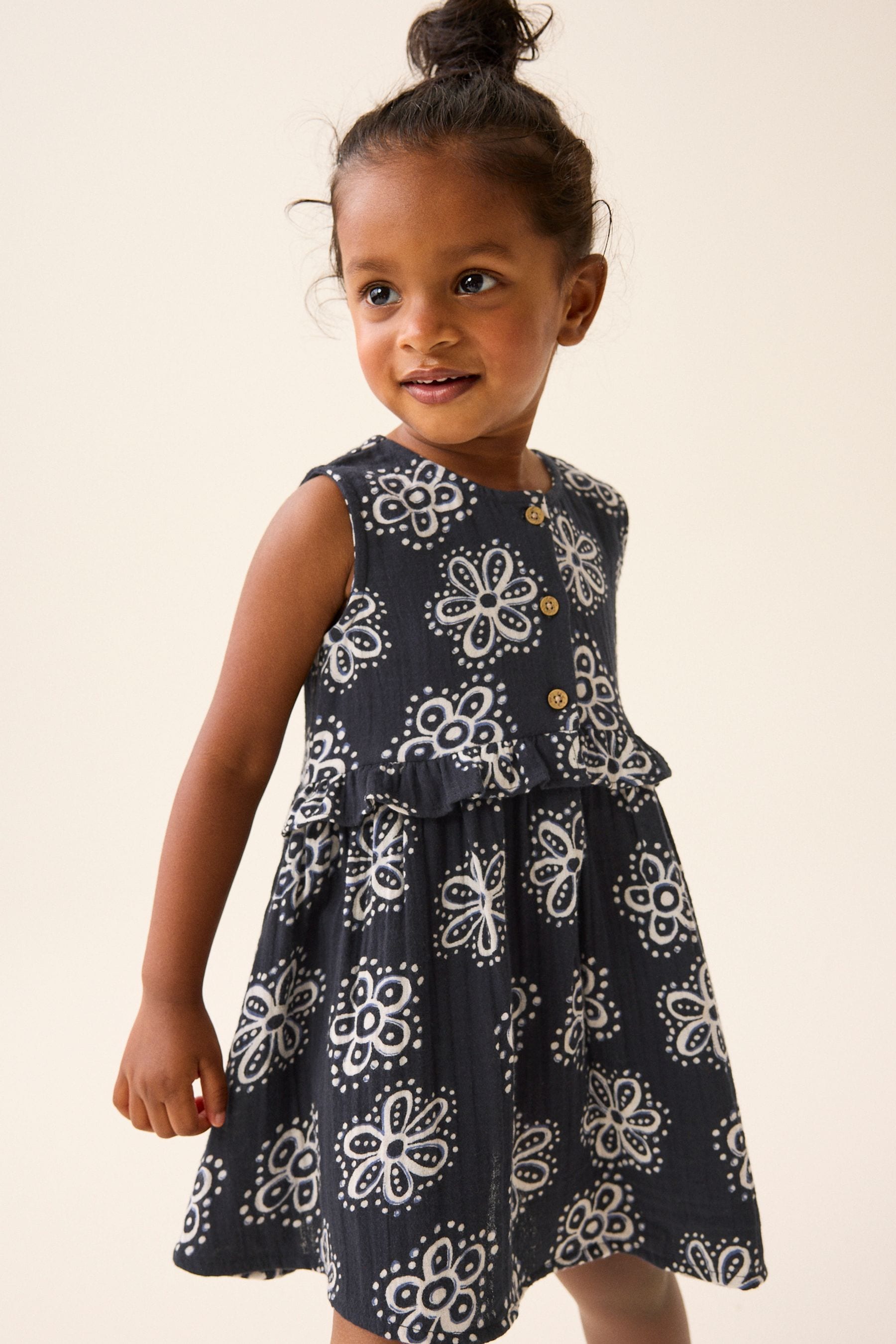 Black Floral Peplum Dress (3mths-8yrs)