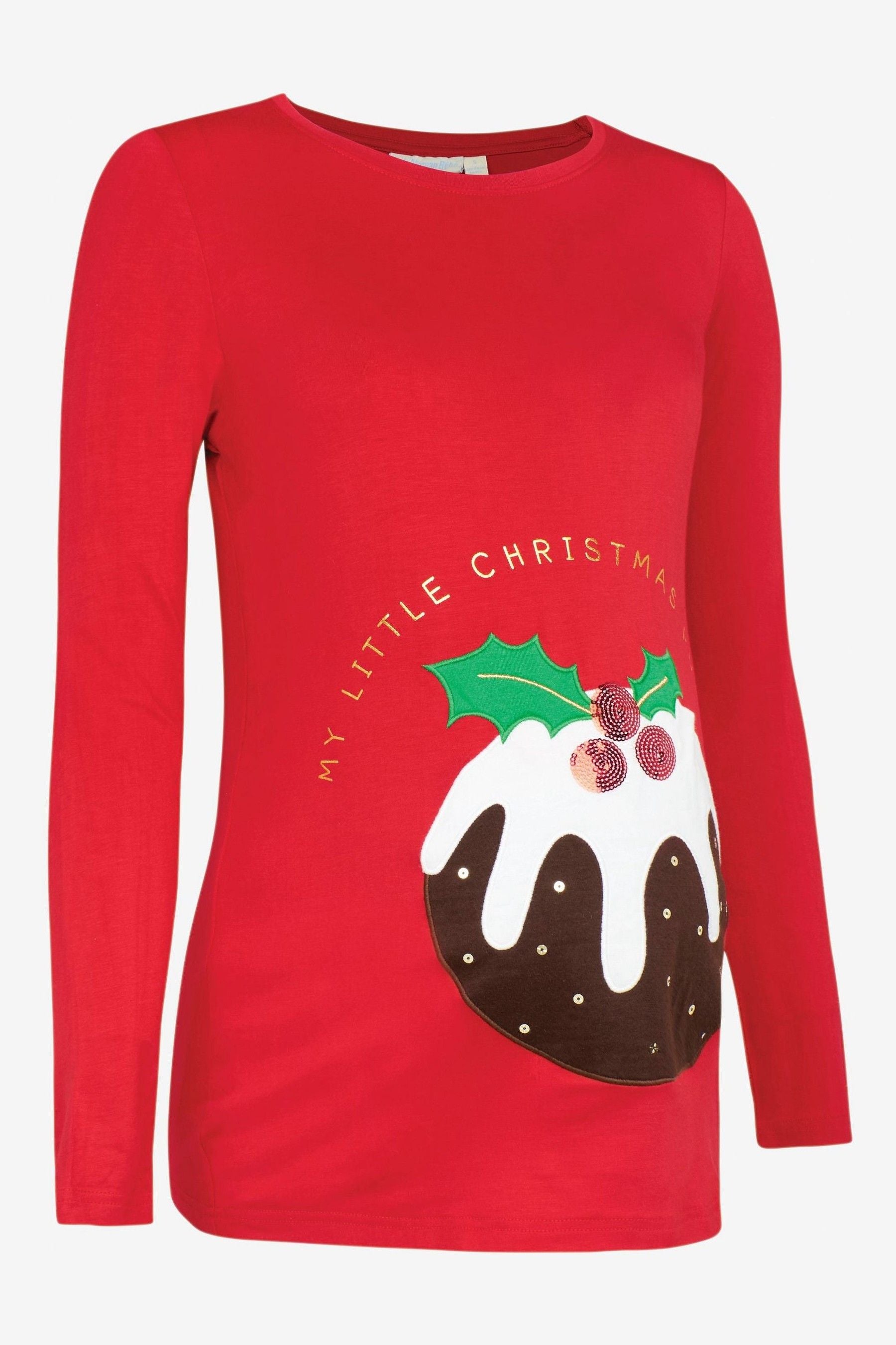 JoJo Maman Bébé Red Christmas Pudding Maternity Top