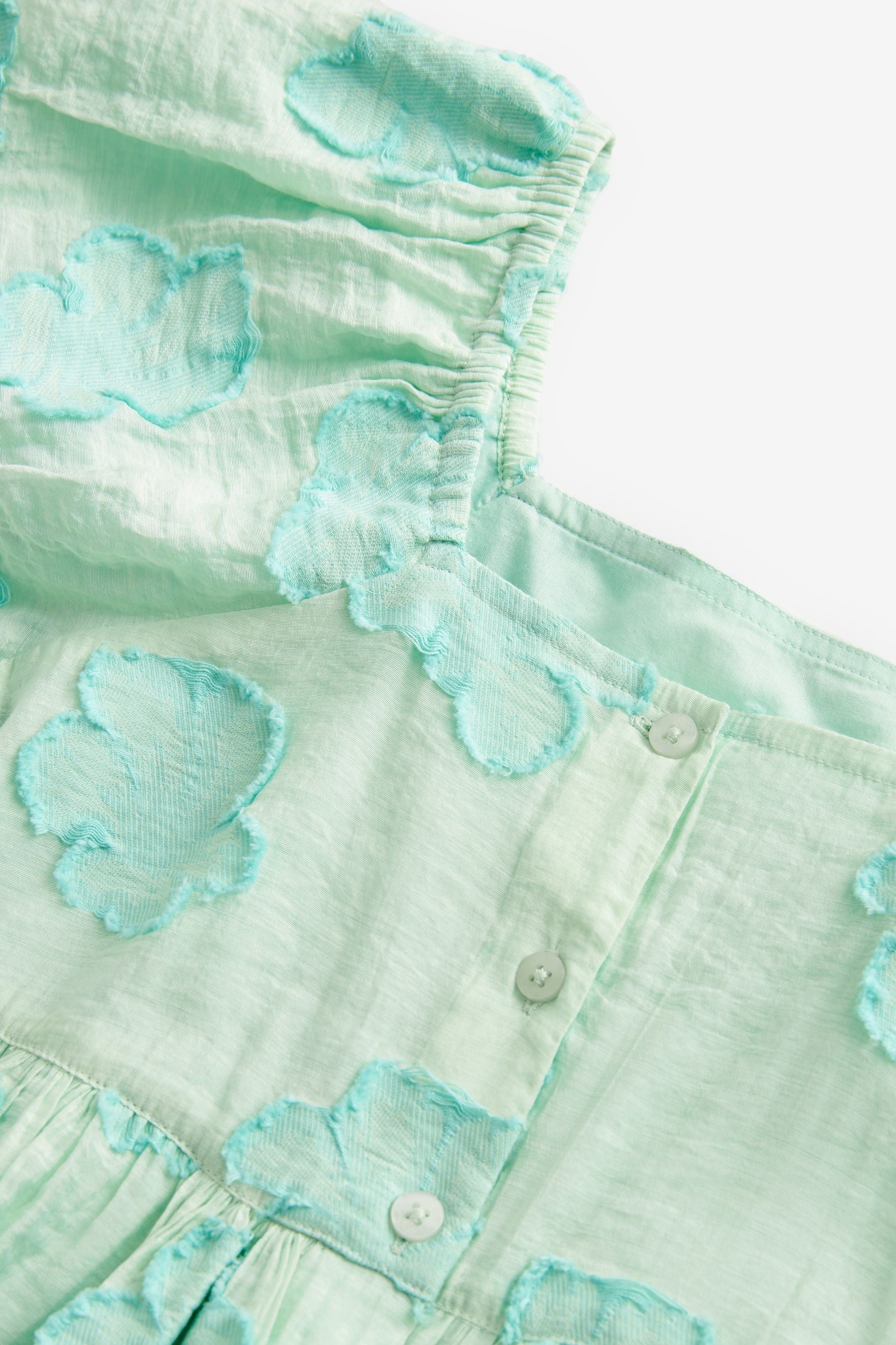 Mint Green Floral Texture Dress (3-16yrs)