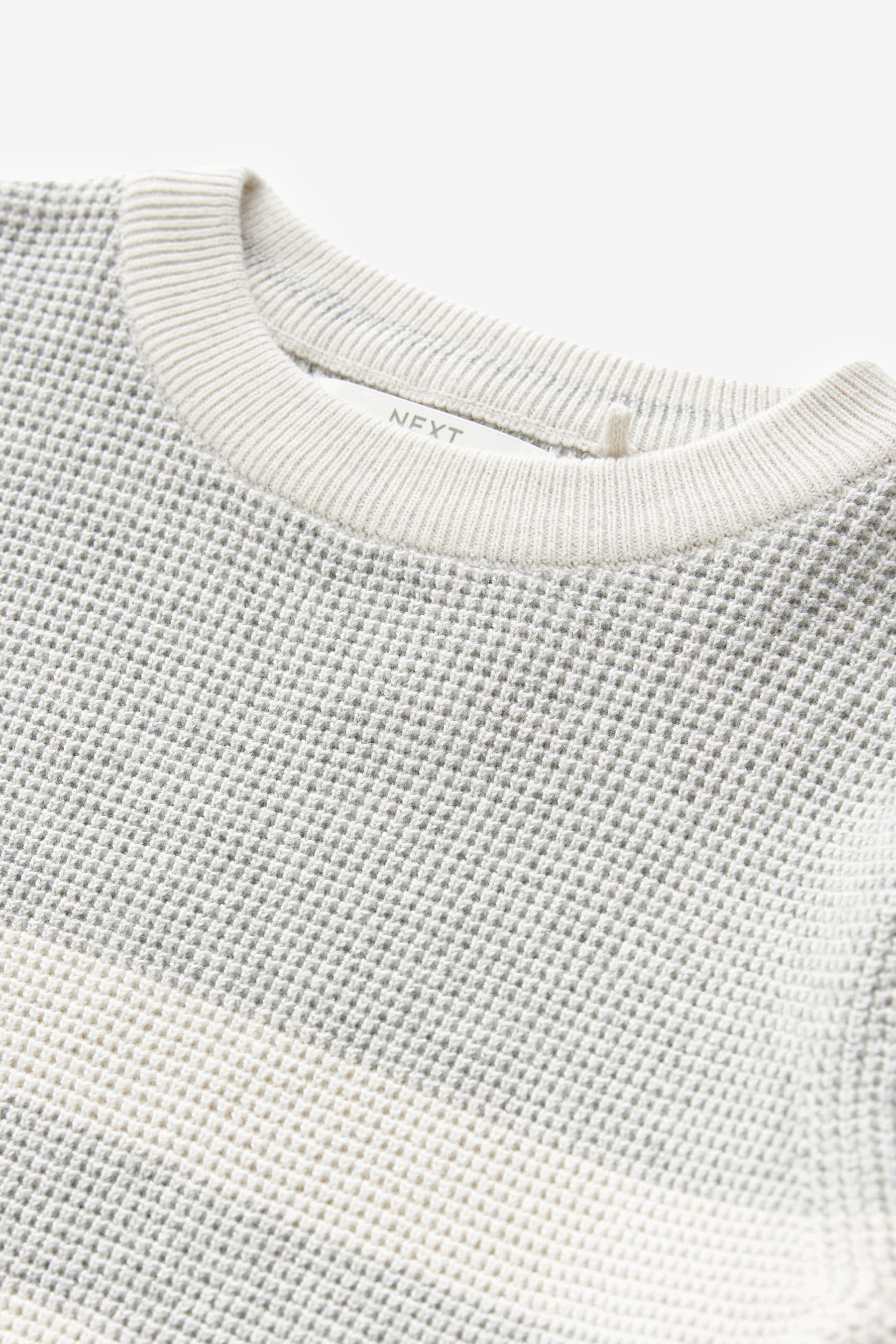 White Colourblock Textured Crew Jumper (3-16yrs)