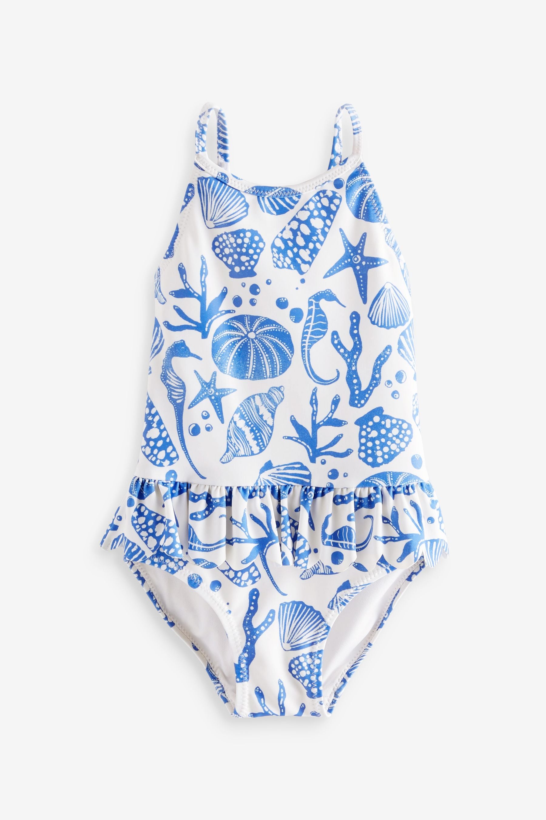 Blue/White Skirted Swimsuit (3mths-7yrs)