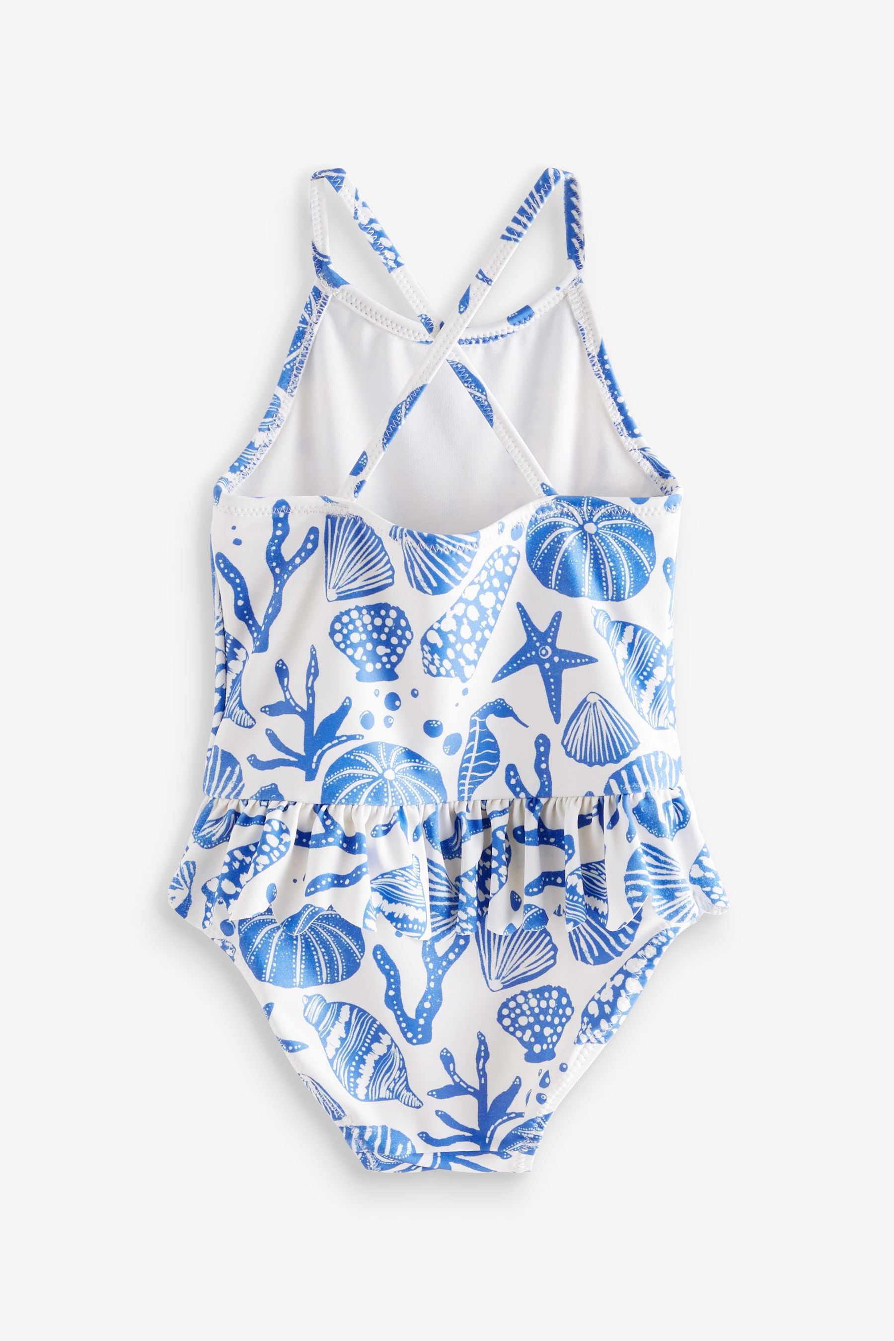 Blue/White Skirted Swimsuit (3mths-7yrs)