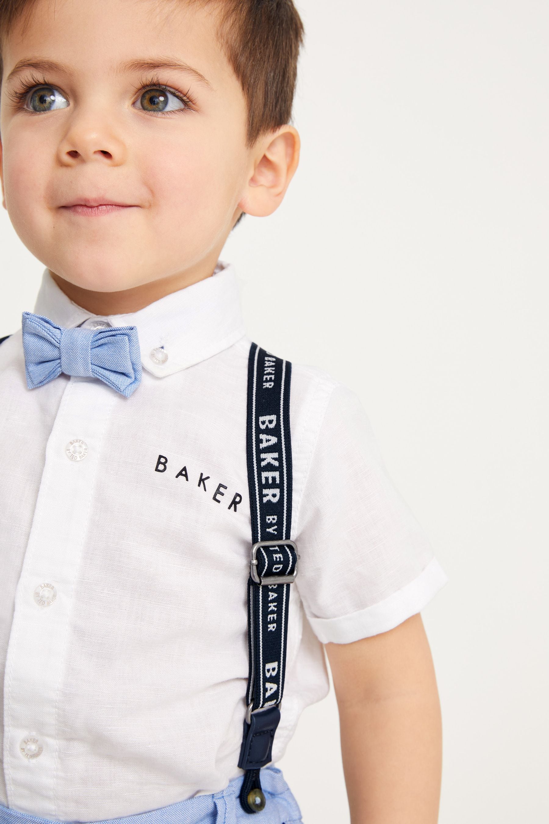 Baker by Ted Baker Navy 100% Cotton Shirt, Shorts and Braces Set