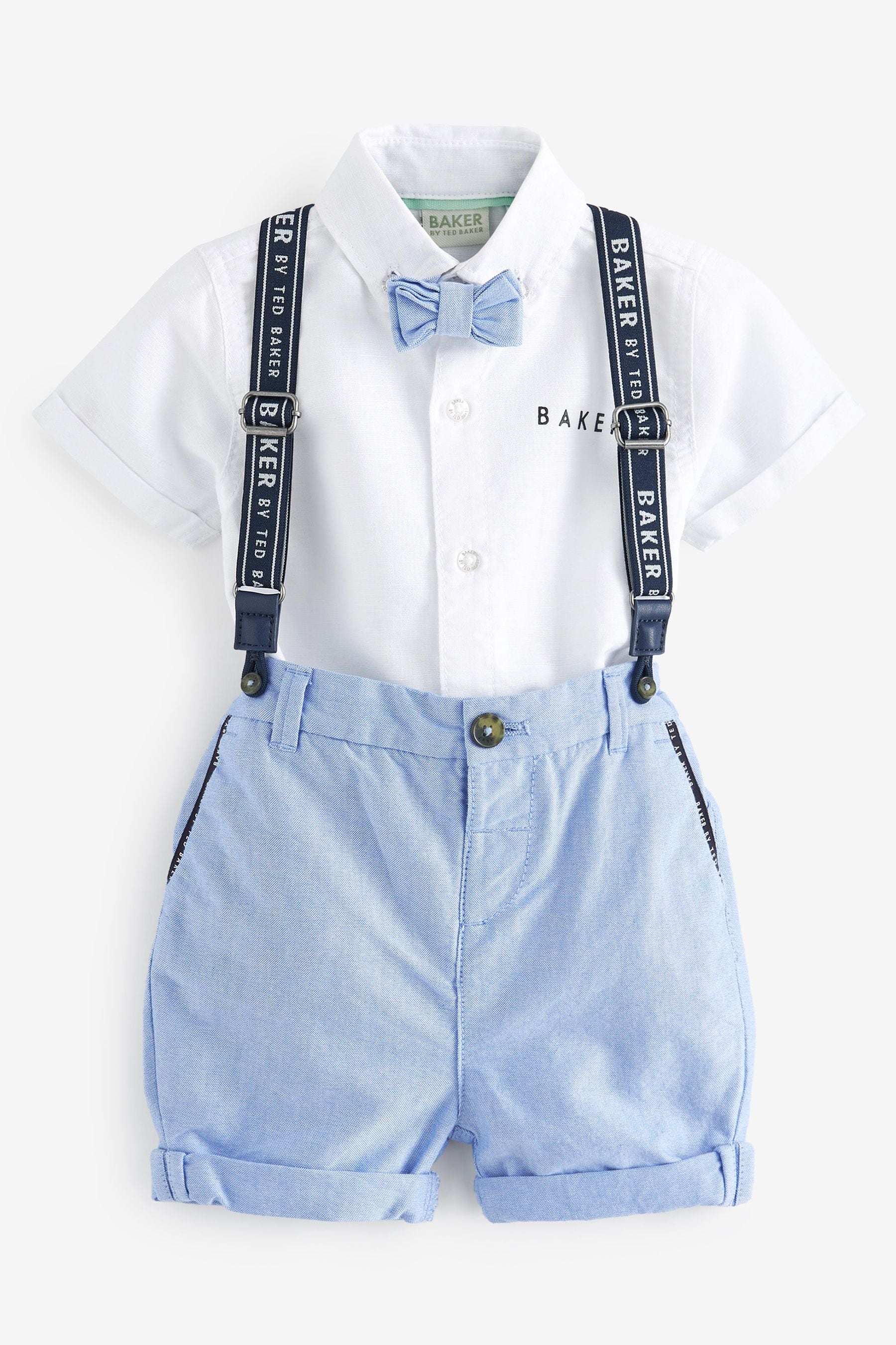 Baker by Ted Baker Navy 100% Cotton Shirt, Shorts and Braces Set