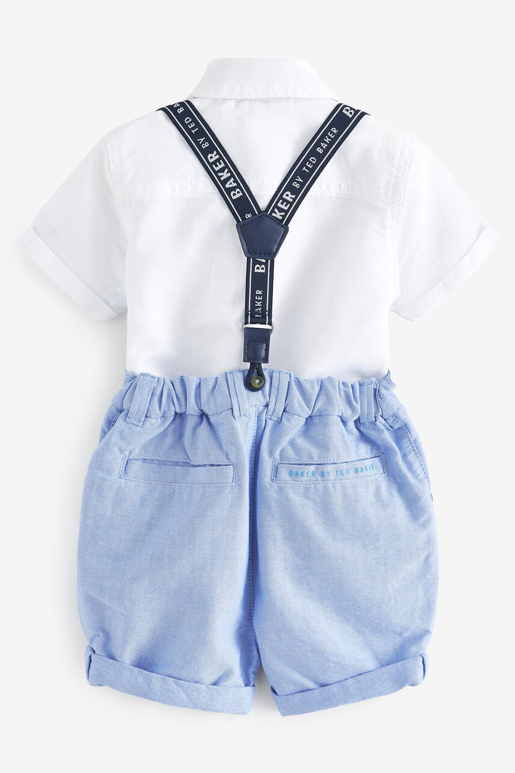 Baker by Ted Baker Navy 100% Cotton Shirt, Shorts and Braces Set