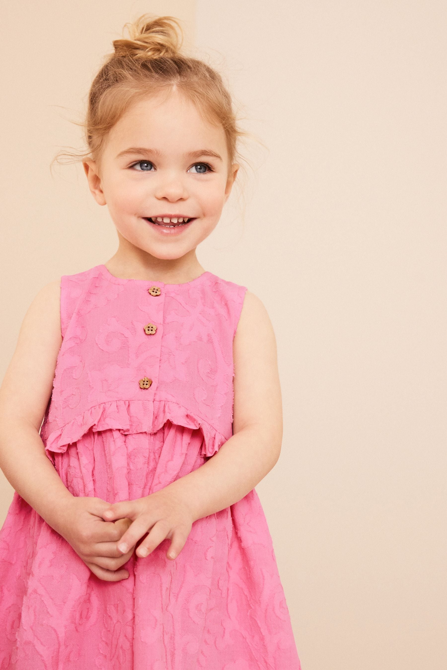 Pink Textured Peplum Dress (3mths-8yrs)