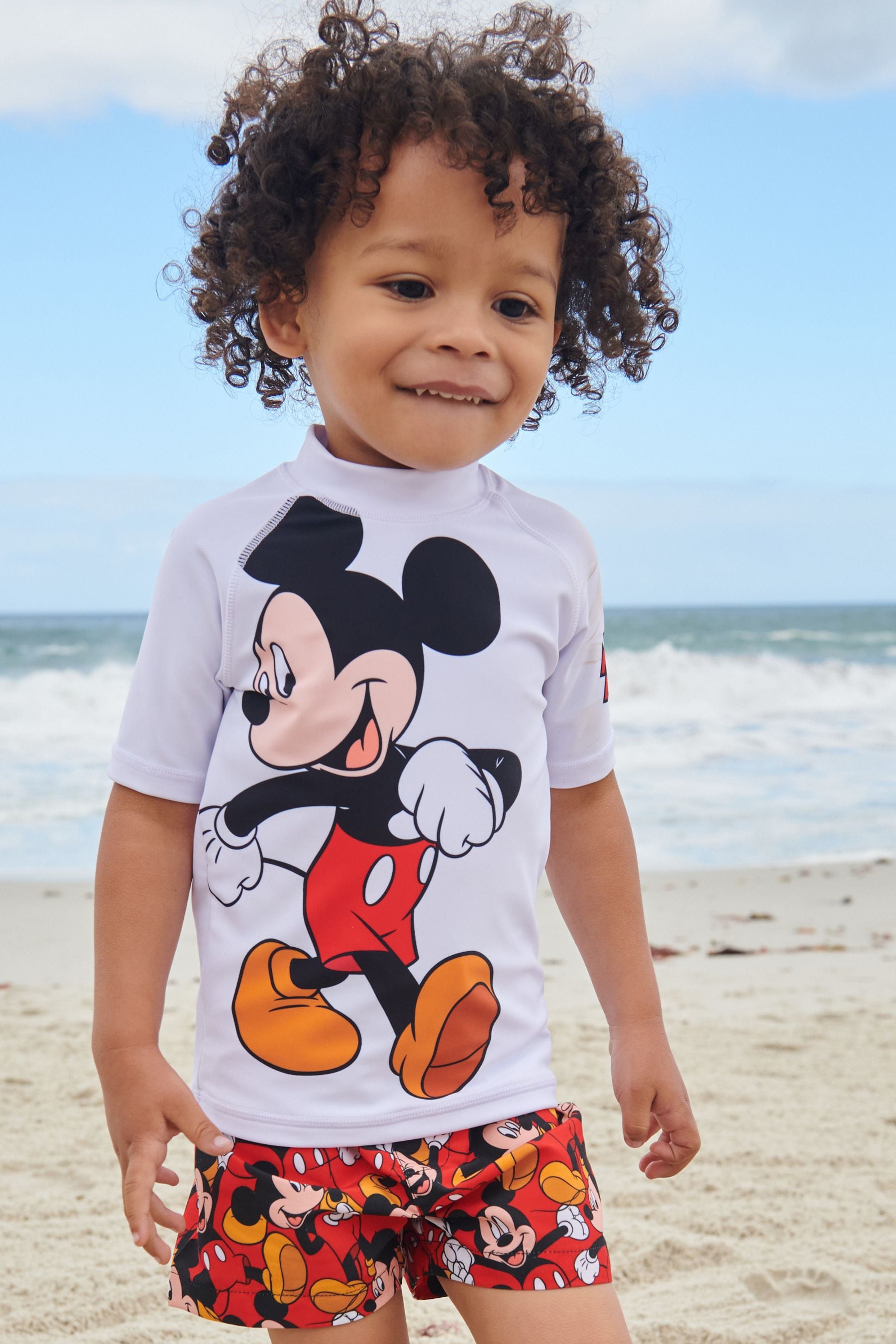 Mickey Mouse Red 2 Piece Sunsafe Top And Shorts Set (3mths-7yrs)