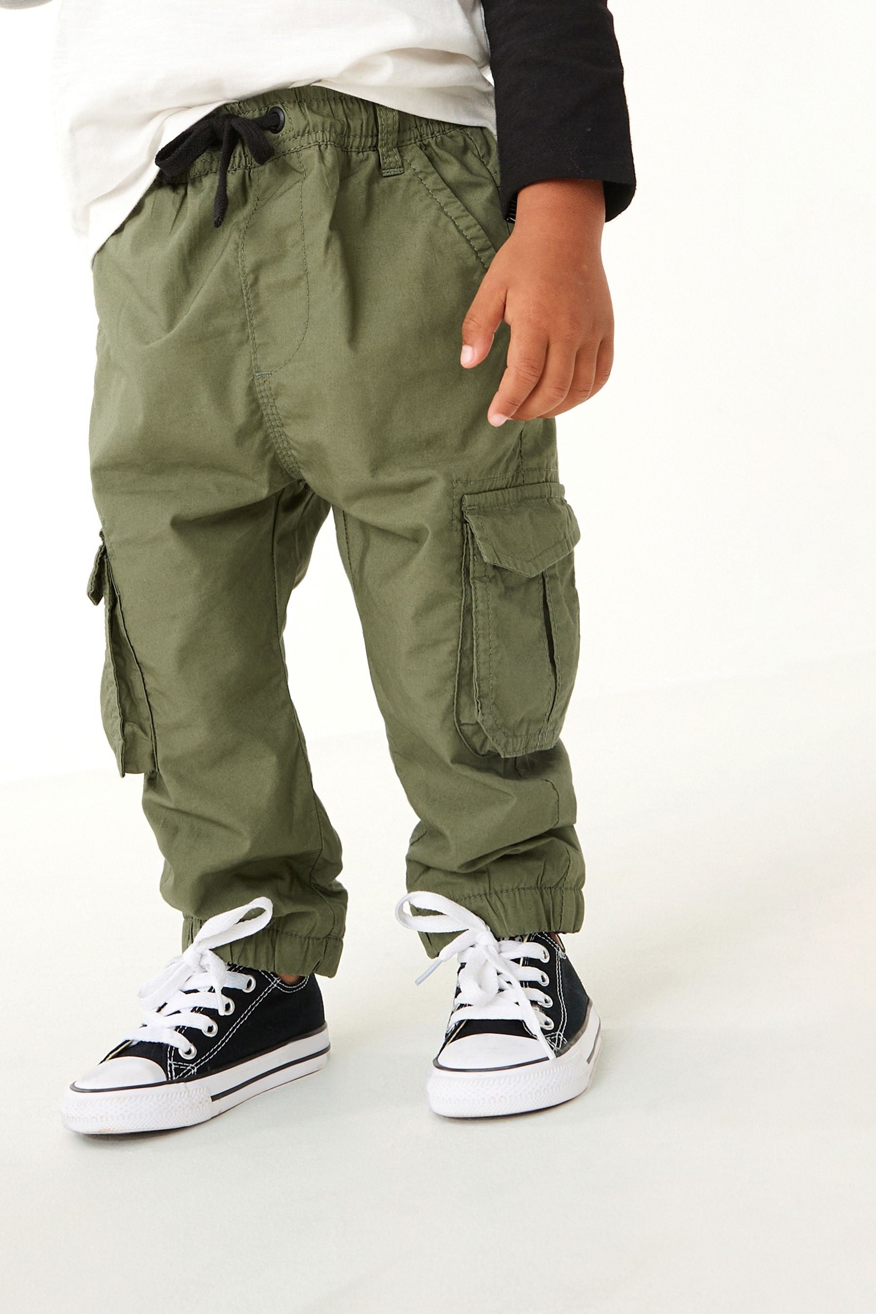 Khaki Green Lined 100% Cotton Cargo Trousers (3mths-7yrs)