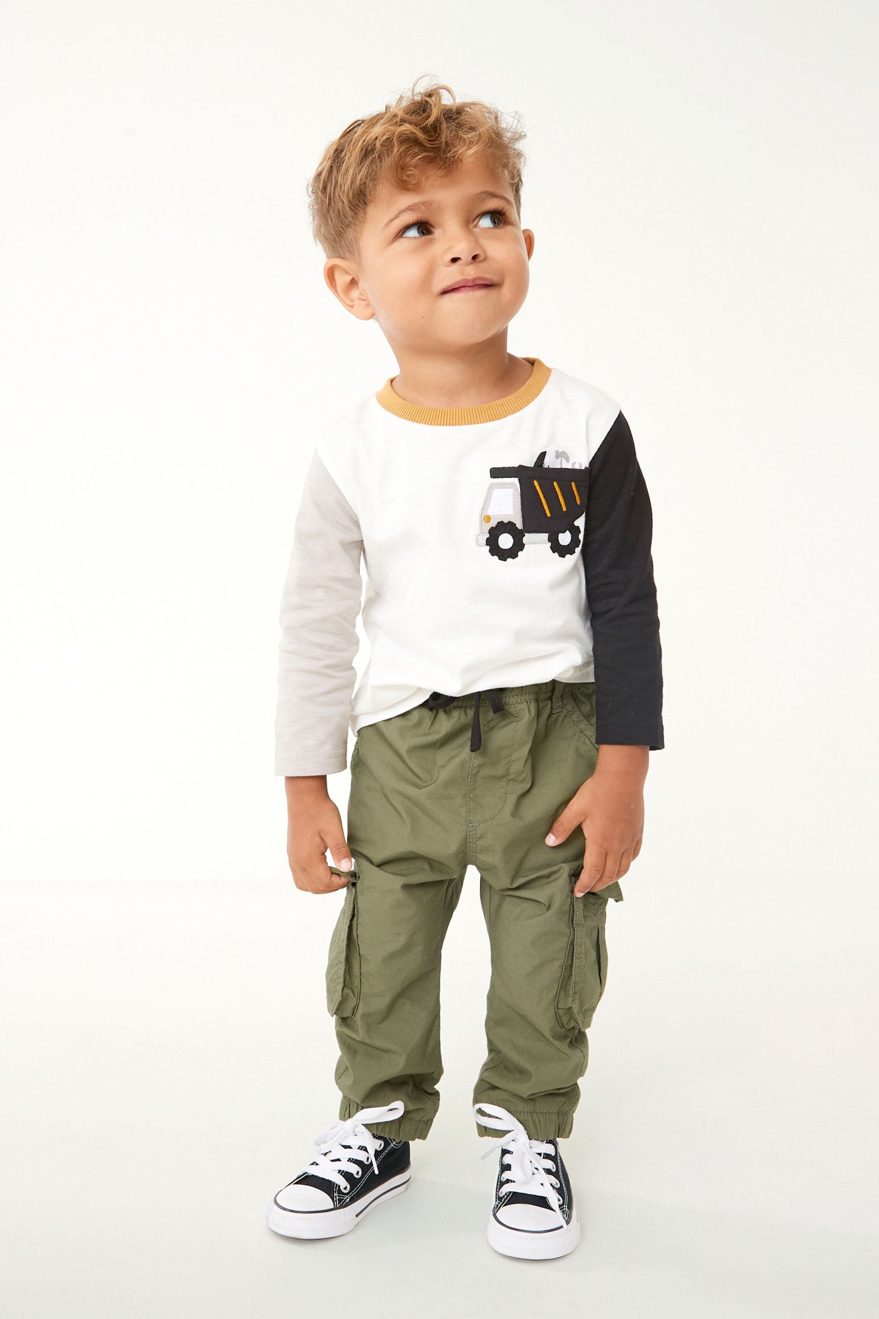 Khaki Green Lined 100% Cotton Cargo Trousers (3mths-7yrs)