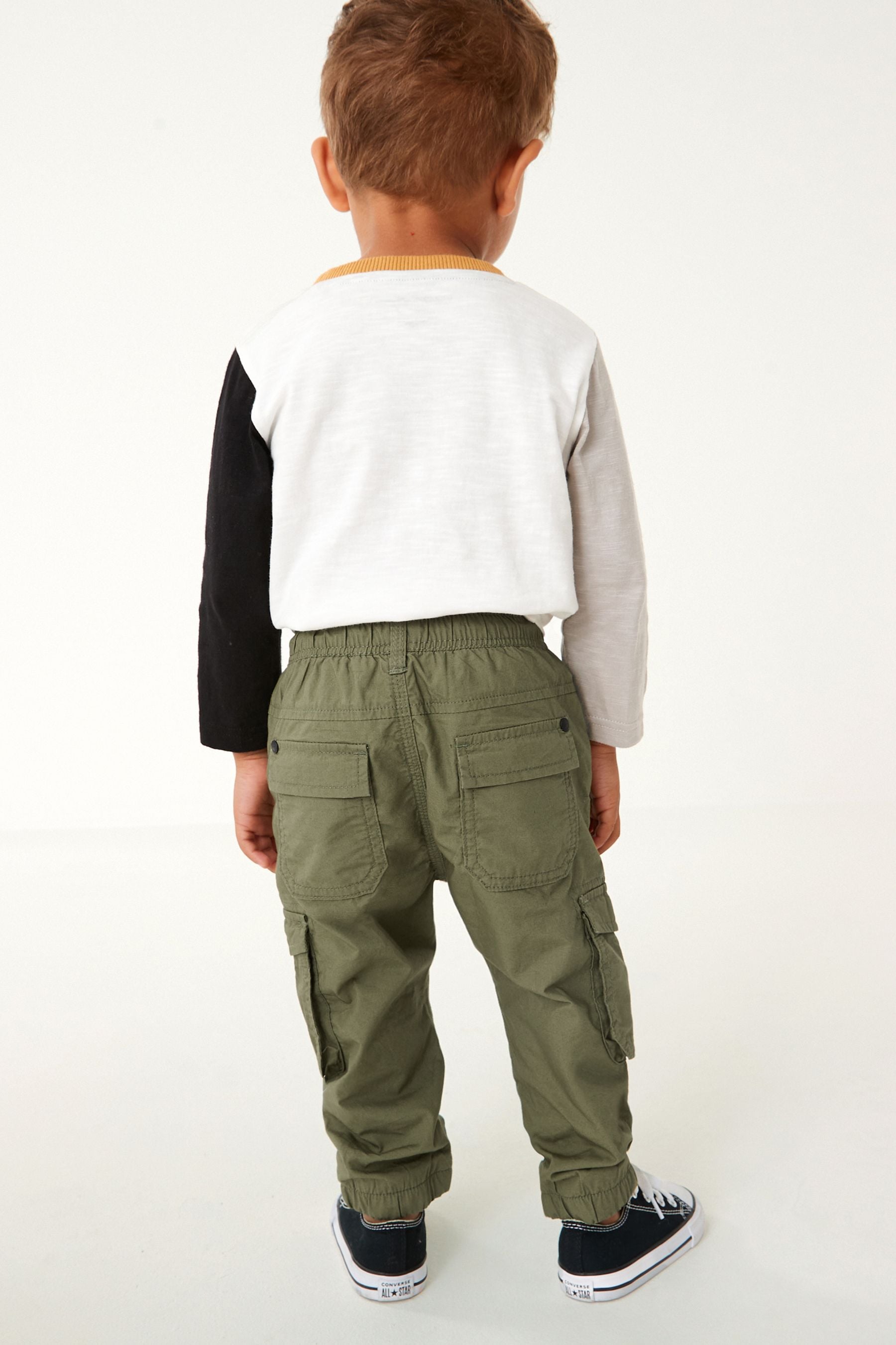 Khaki Green Lined 100% Cotton Cargo Trousers (3mths-7yrs)